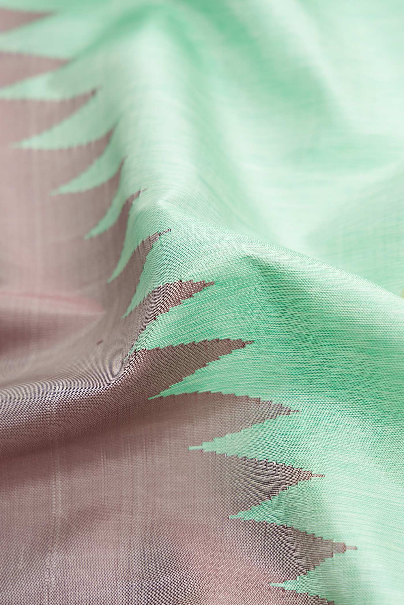 Pure Silk Pure Zari Sea Green Kanchipuram Saree - Image 2