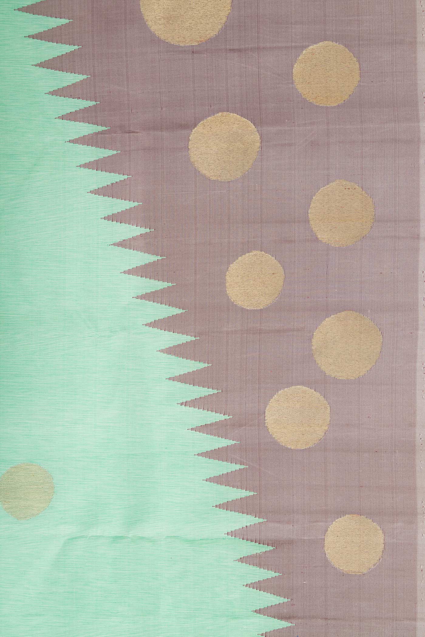 Pure Silk Pure Zari Sea Green Kanchipuram Saree - Image 3