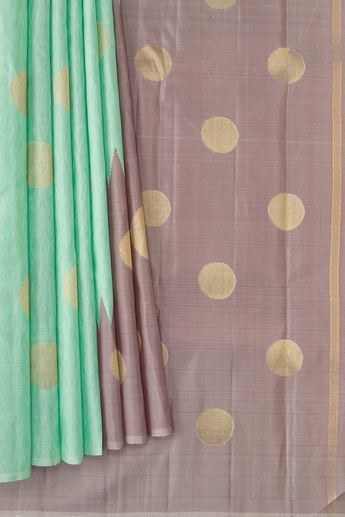 Pure Silk Pure Zari Sea Green Kanchipuram Saree - Image 4