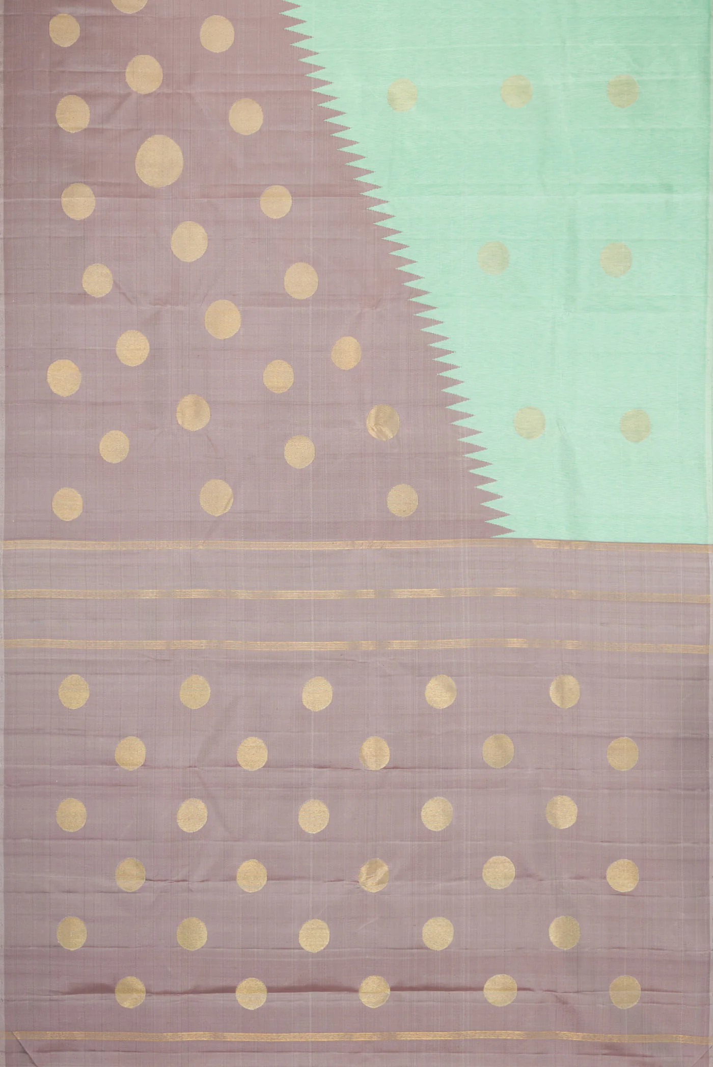 Pure Silk Pure Zari Sea Green Kanchipuram Saree - Image 6