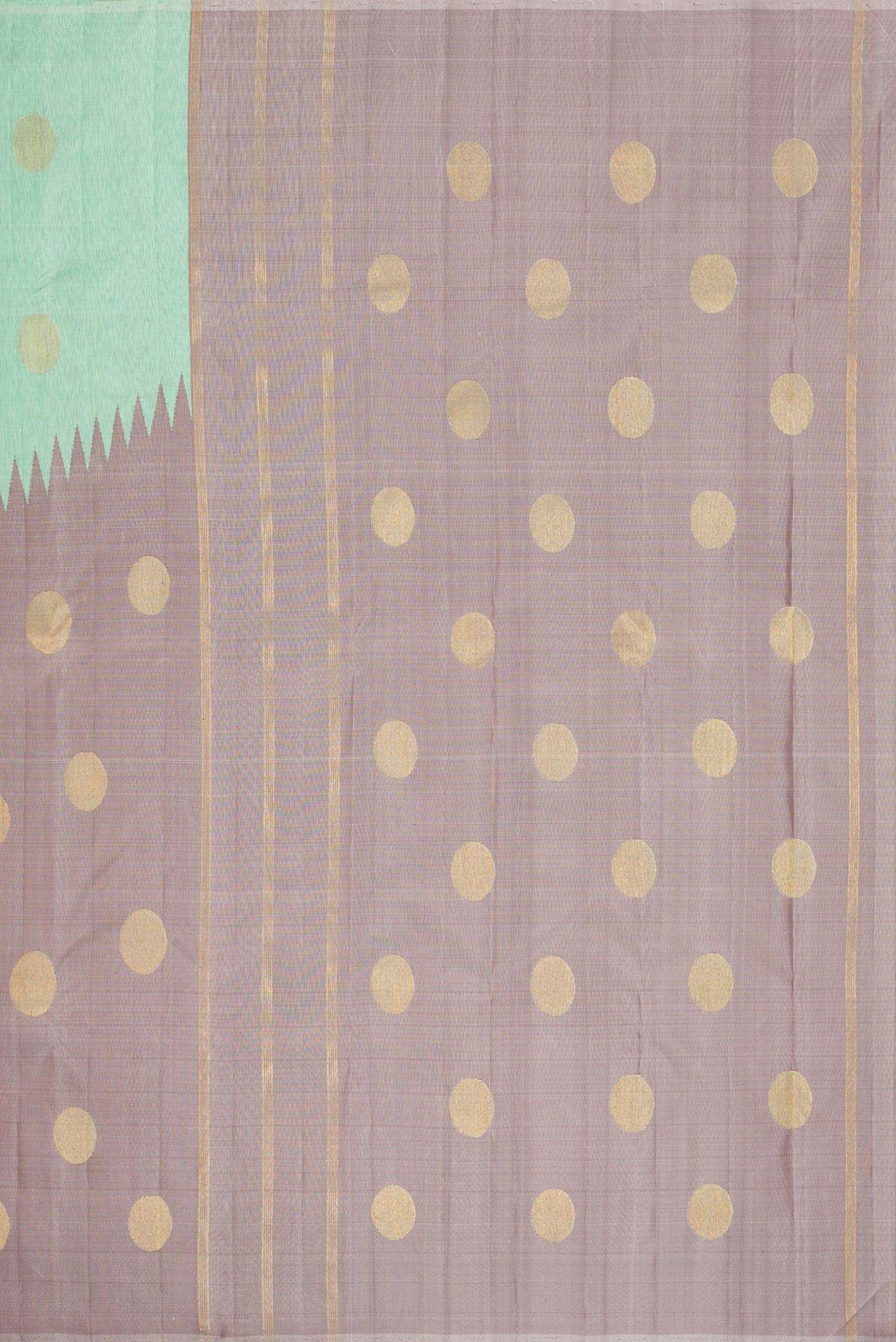 Pure Silk Pure Zari Sea Green Kanchipuram Saree - Image 7