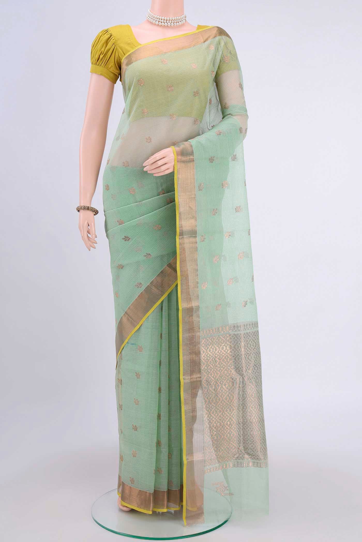 Pure Silk Pure Zari Mint Green Kota Saree