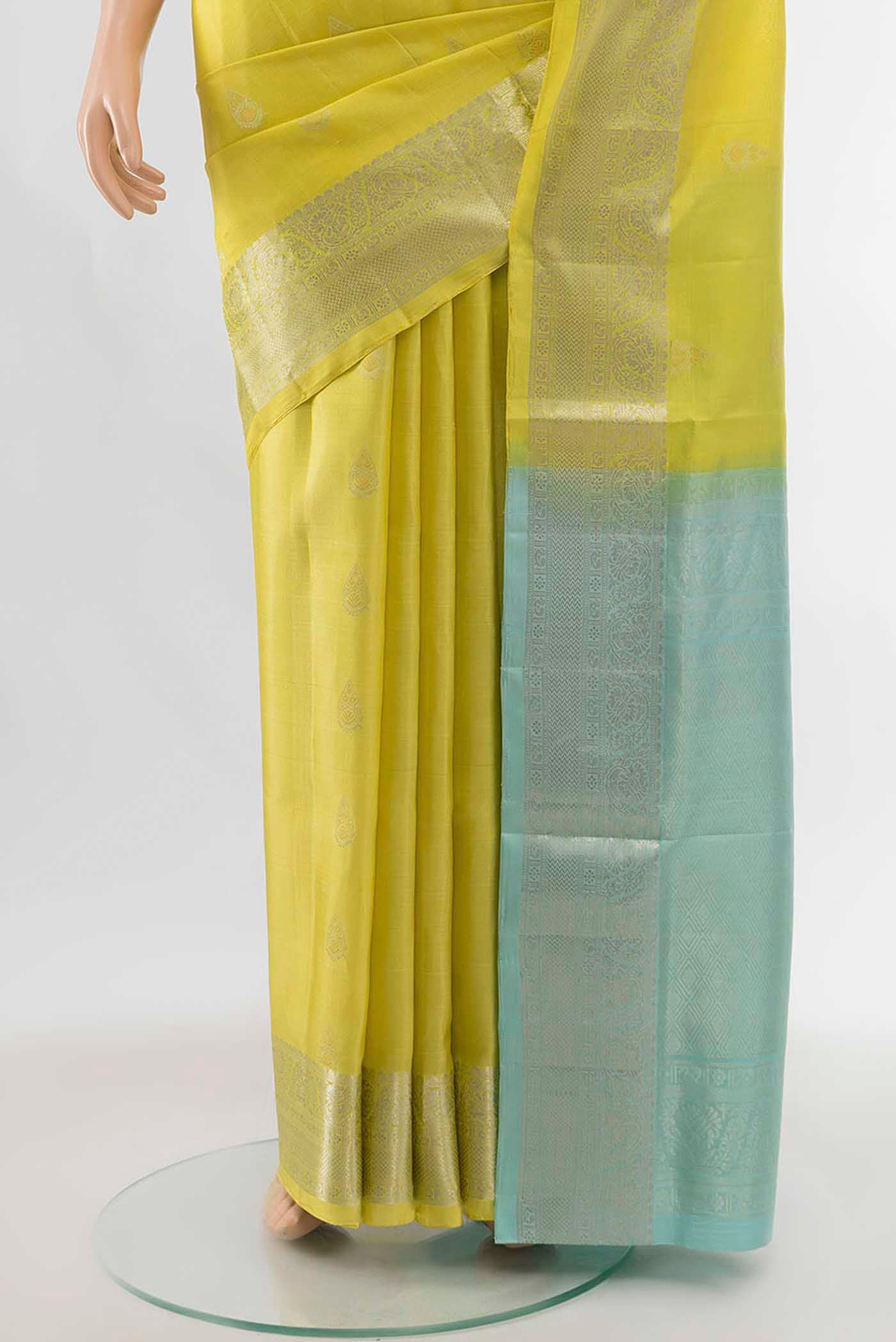 Lemon Yellow Soft Silk Saree - Image 3