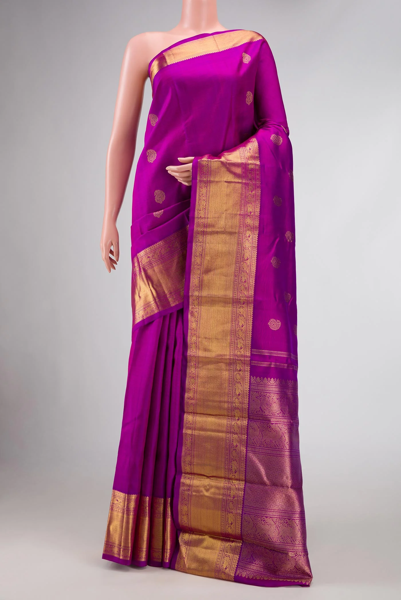 Pure Silk Pure Zari Purple Dual Tone Kanjivaram Saree
