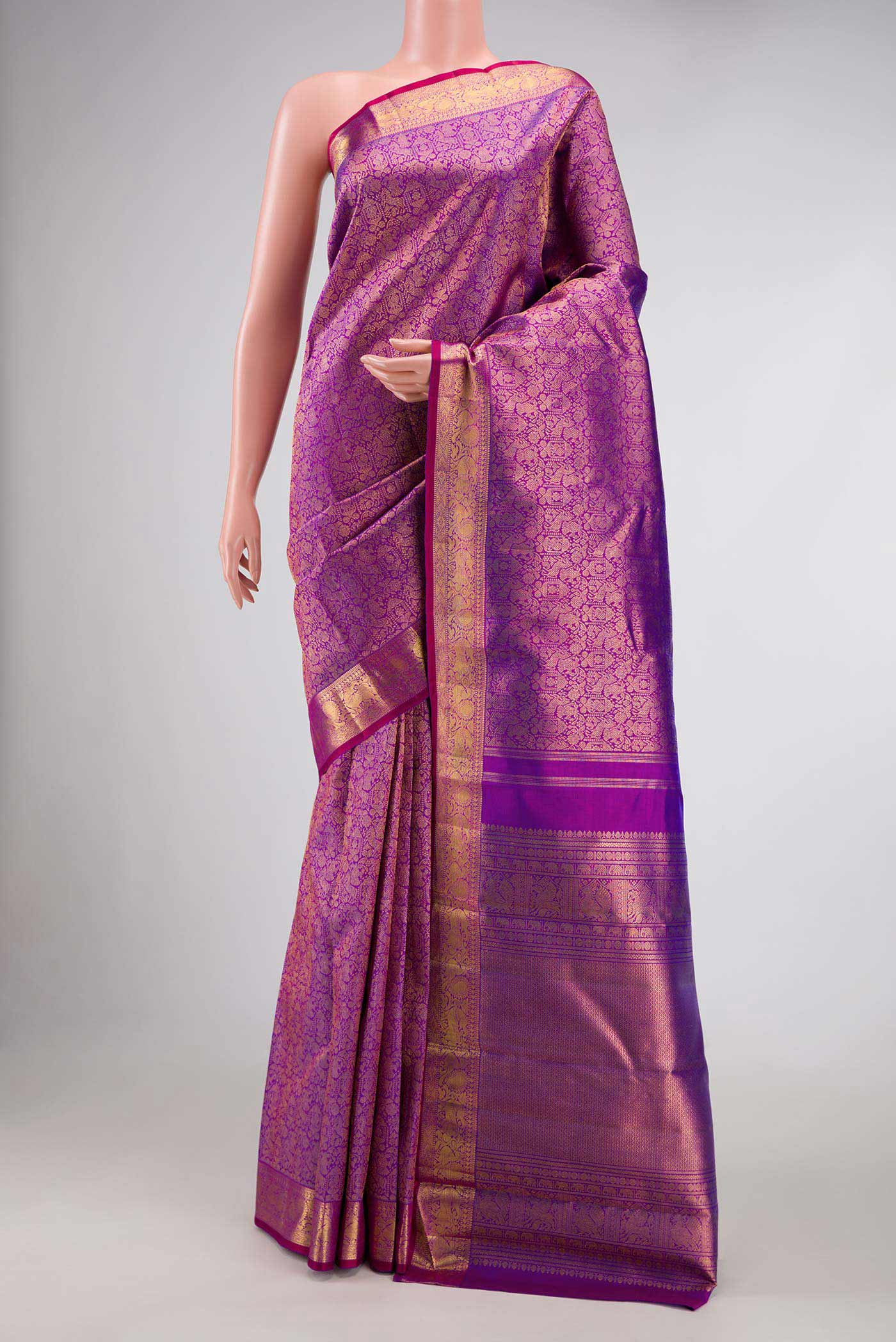 Pure Silk Pure Zari Purple Kanjivaram Saree