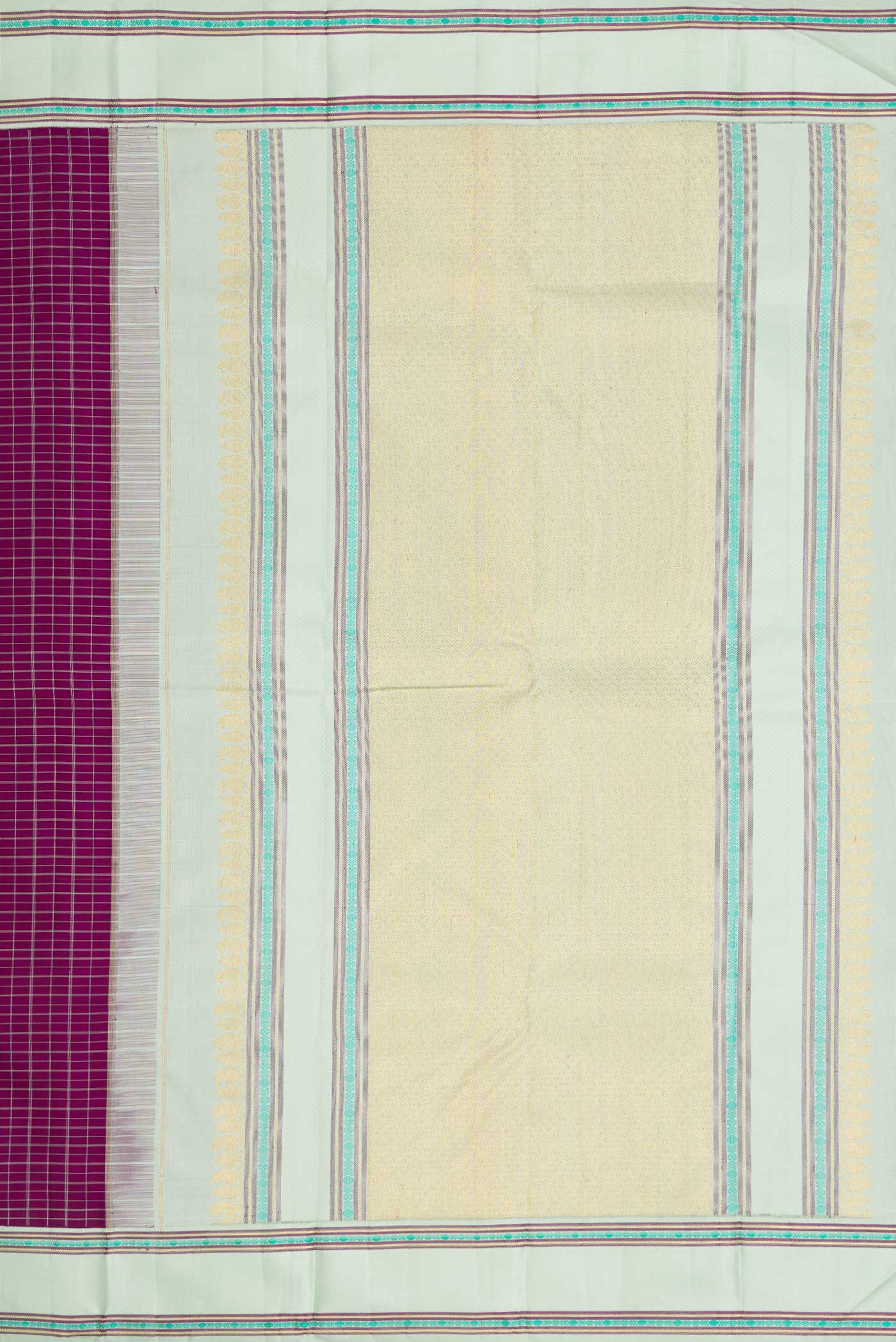 Pure Silk Pure Zari Purple Dual Tone Kanjivaram Saree - Image 7