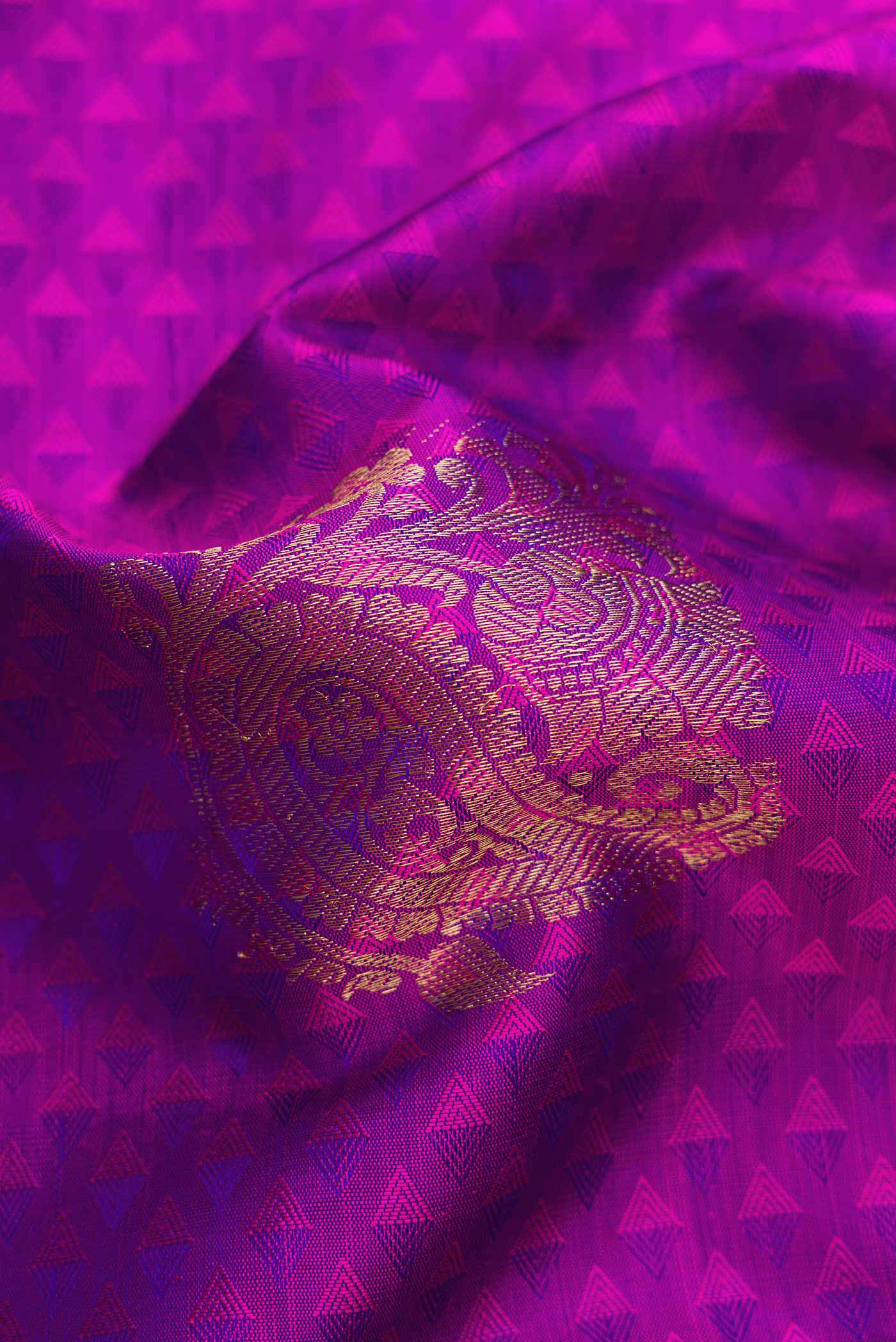 Pure Silk Pure Zari Purple Kanjivaram Saree - Image 2