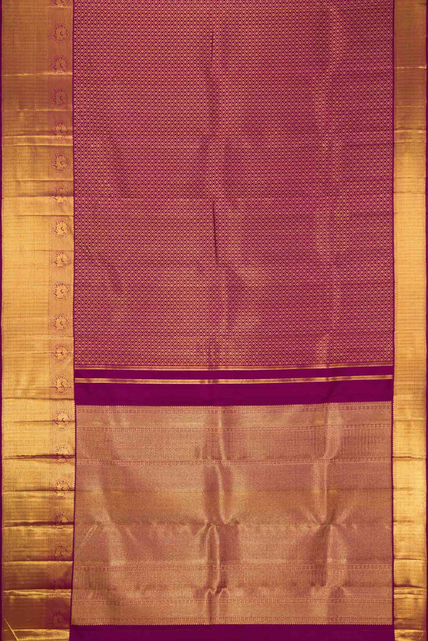 Pure Silk Pure Zari Magenta Kanjivaram Saree - Image 6