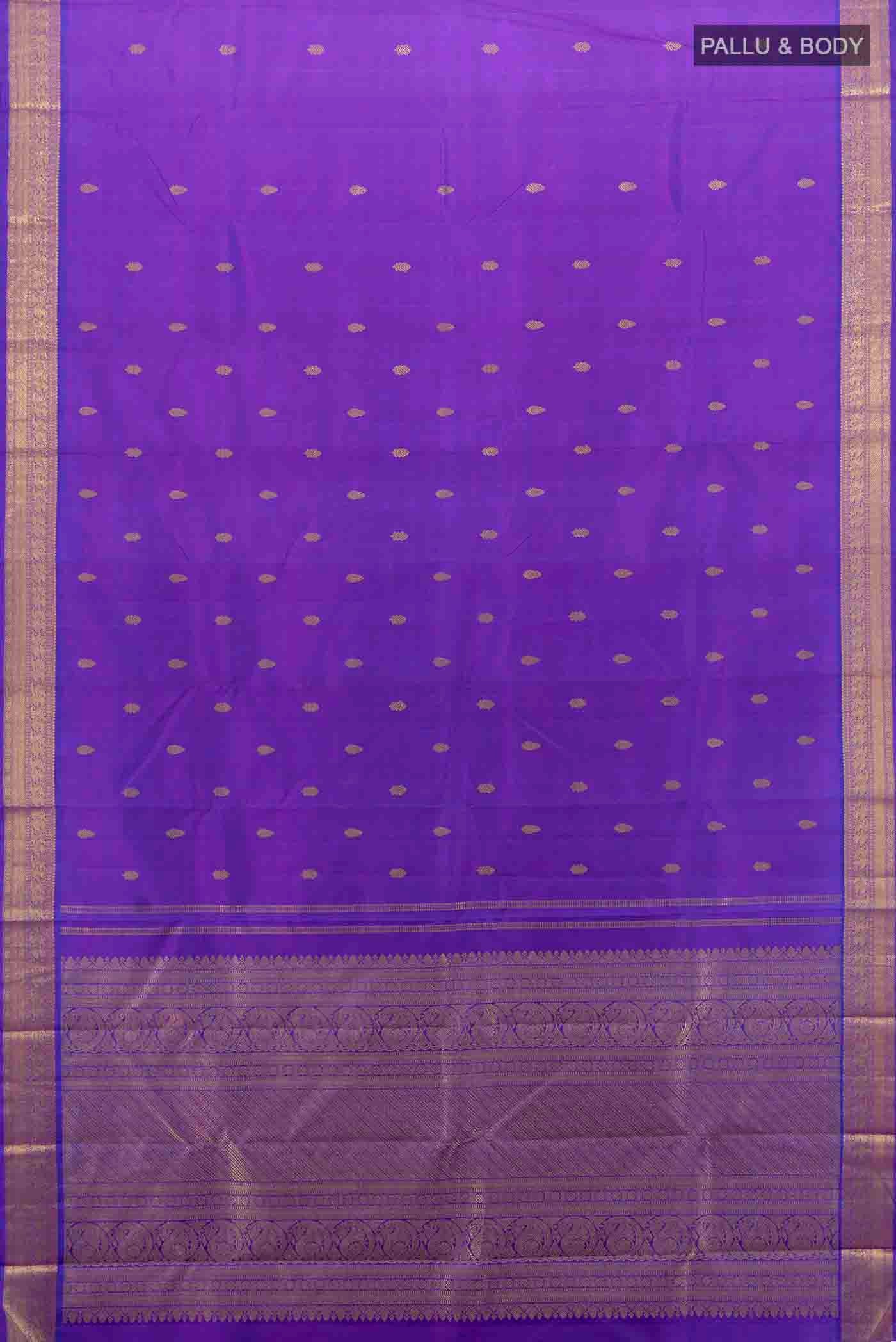 Pure Silk Pure Zari Purple Kanchipuram Saree - Image 5