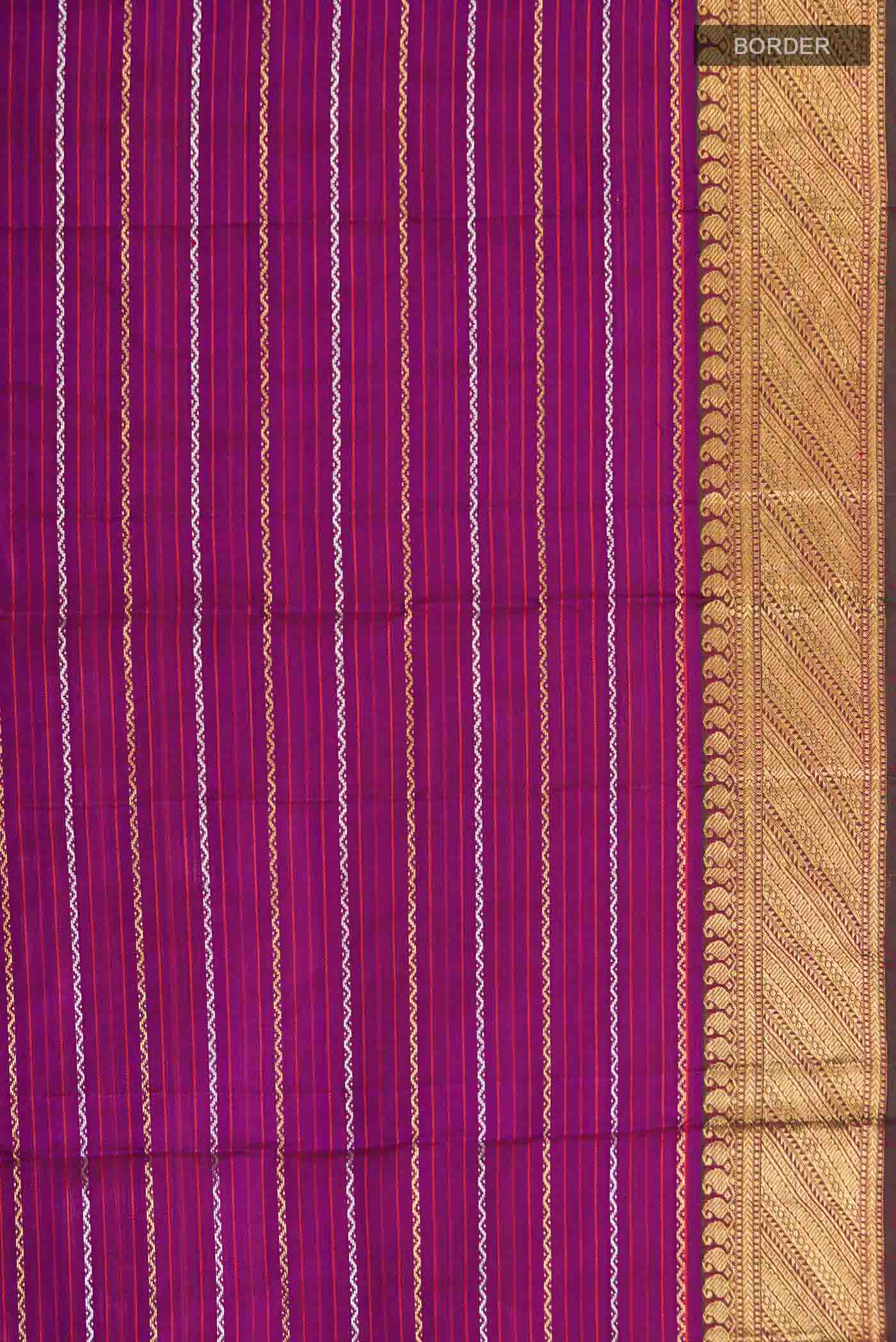 Pure Silk Pure Zari Purple Kanchipuram Saree - Image 3