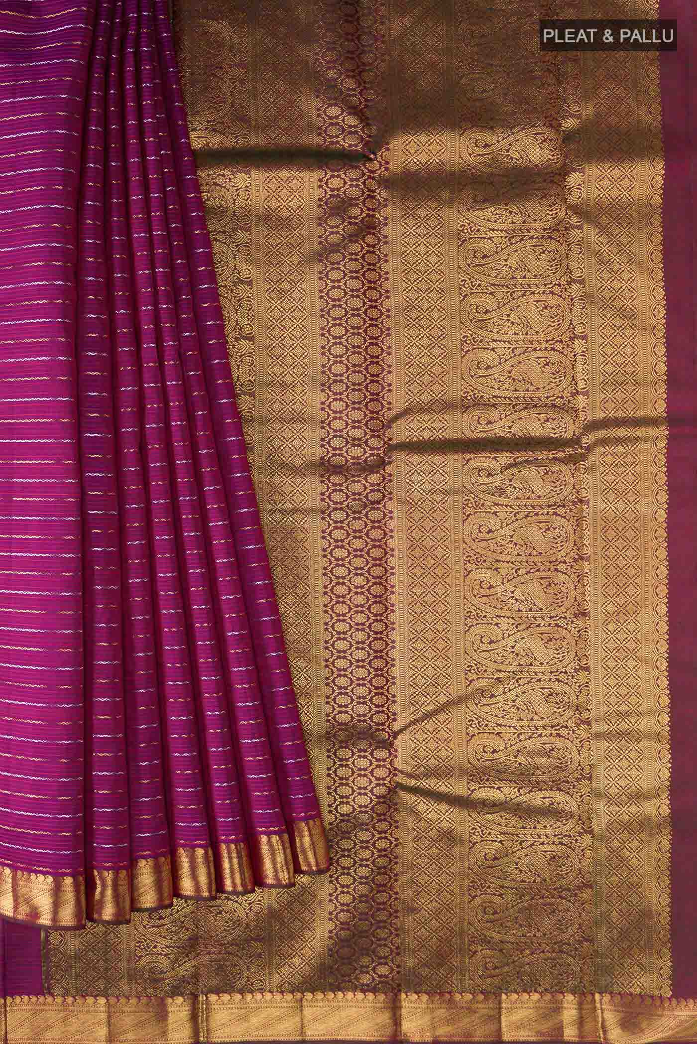 Pure Silk Pure Zari Purple Kanchipuram Saree - Image 4