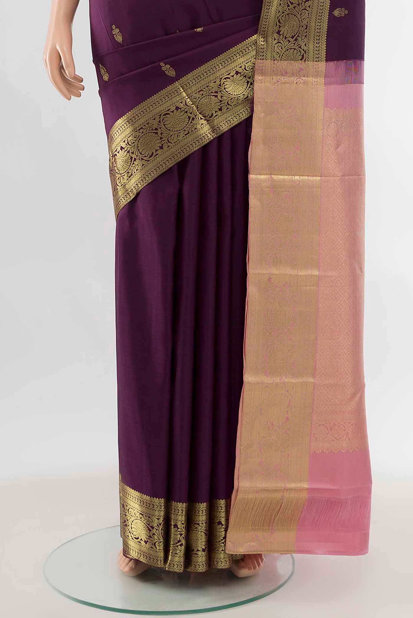 Violet Kanjivaram Silk Saree - Image 3