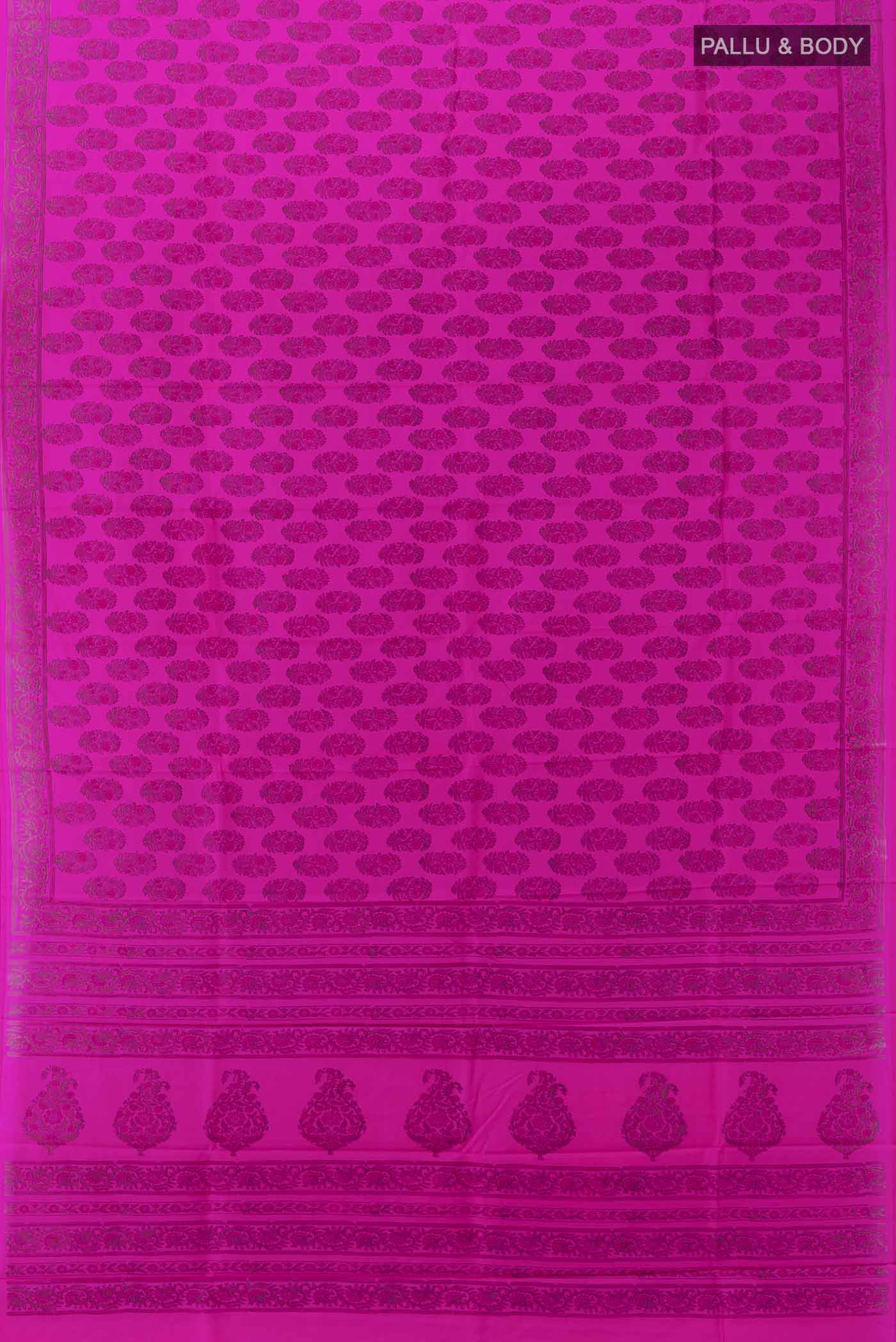 Pure Silk Pure Zari Rani Pink Printed Saree - Image 5