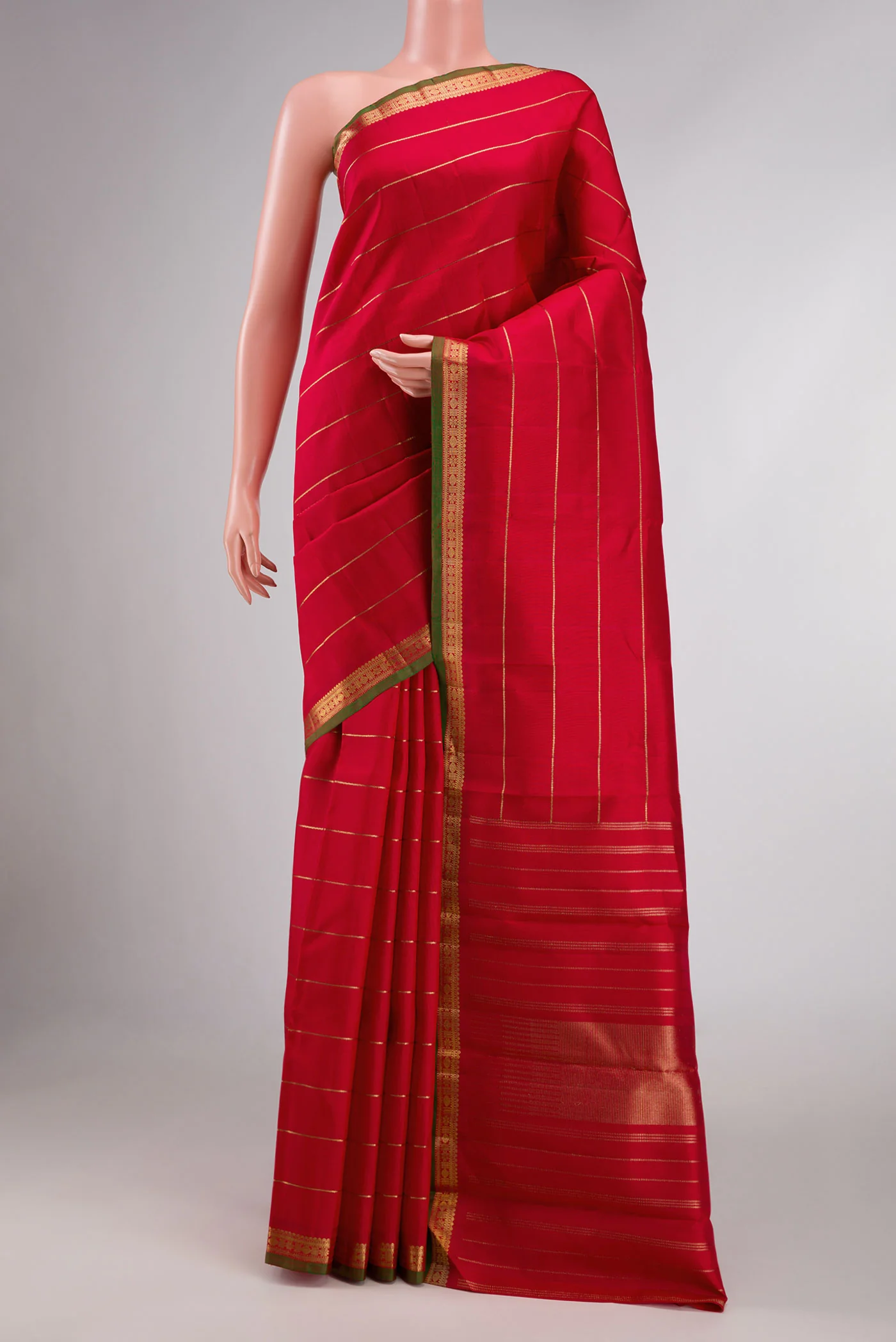 Pure Silk Pure Zari Red Dual Tone Kanchipuram Saree