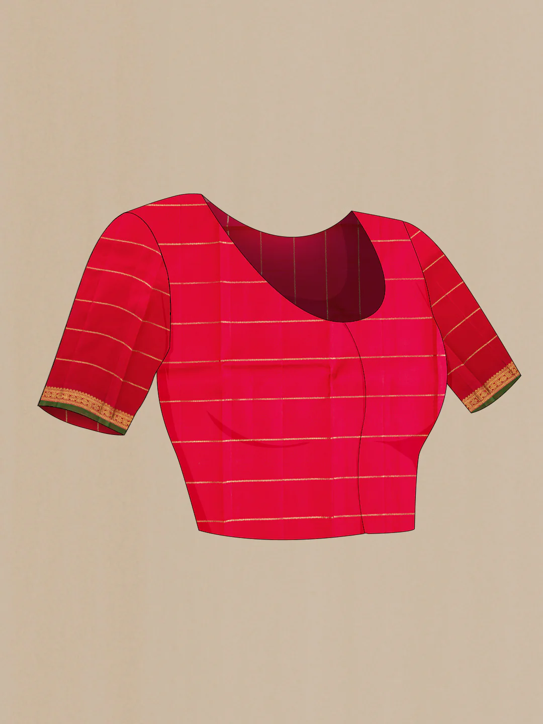 Pure Silk Pure Zari Red Dual Tone Kanchipuram Saree - Image 5