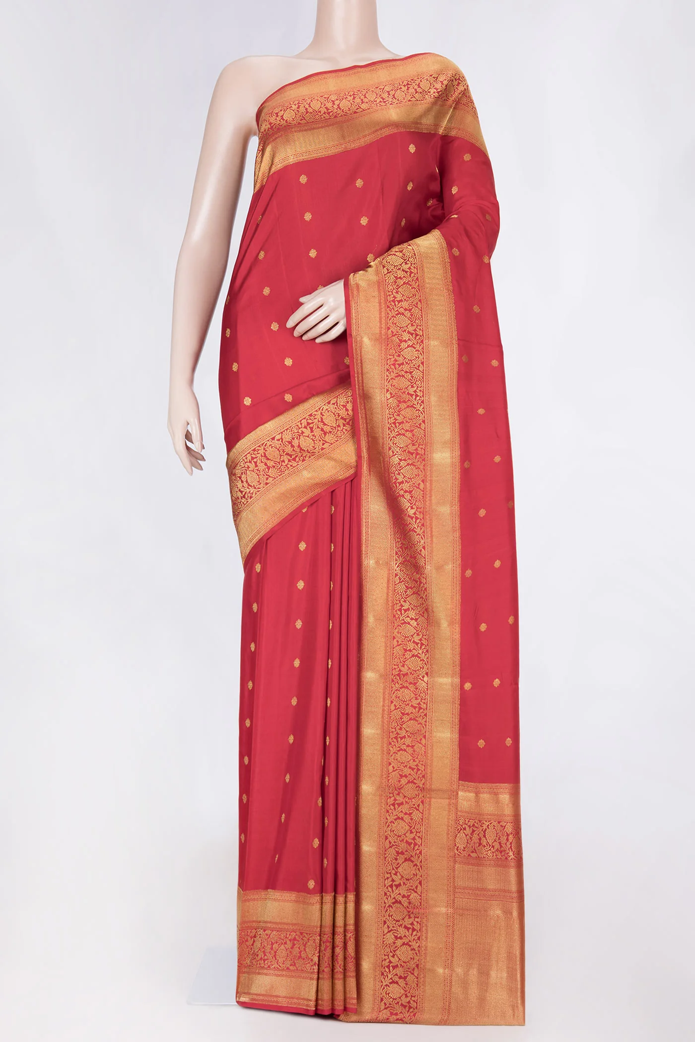 Pure Silk Pure Zari Red Dual Tone Kanjivaram Saree