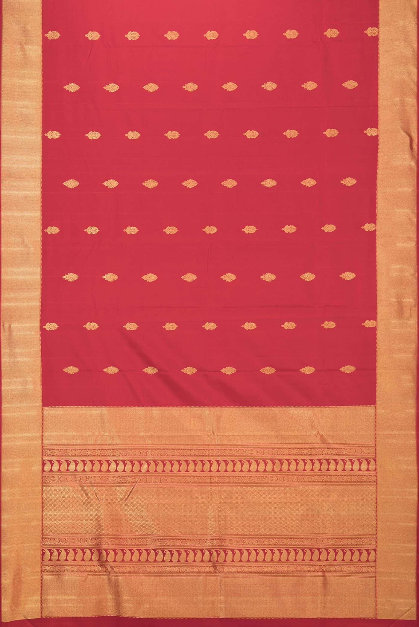 Pure Silk Pure Zari Red Dual Tone Kanjivaram Saree - Image 6