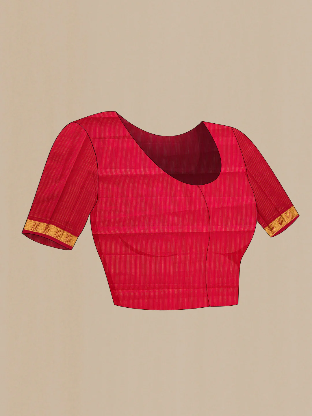 Pure Silk Pure Zari Red Dual Tone Kanjivaram Saree - Image 5