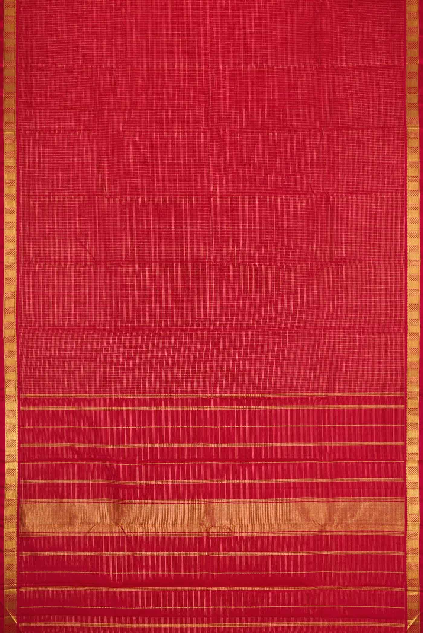 Pure Silk Pure Zari Red Dual Tone Kanjivaram Saree - Image 6