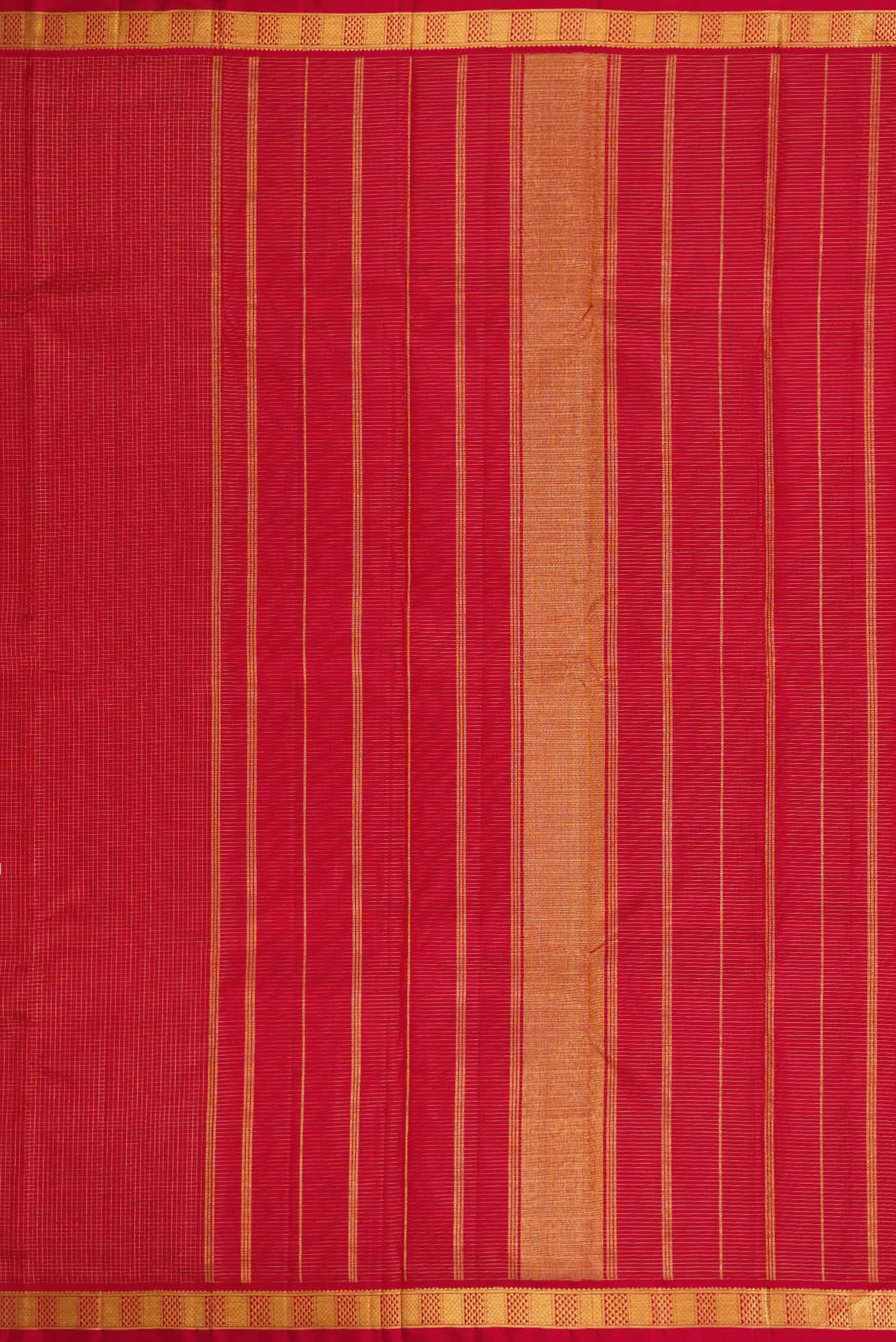 Pure Silk Pure Zari Red Dual Tone Kanjivaram Saree - Image 7