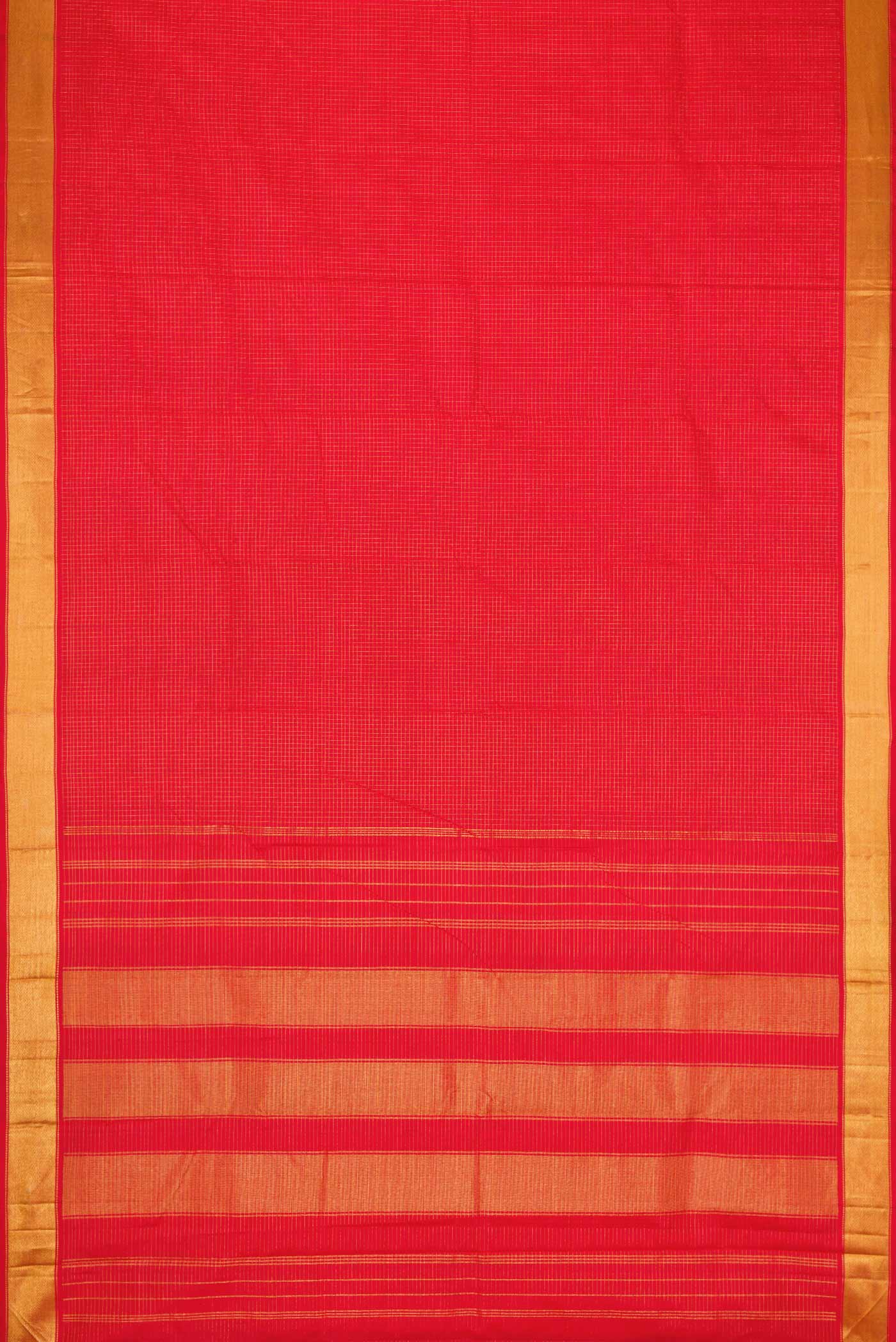 Pure Silk Pure Zari Red Dual Tone Kanchipuram Saree - Image 6