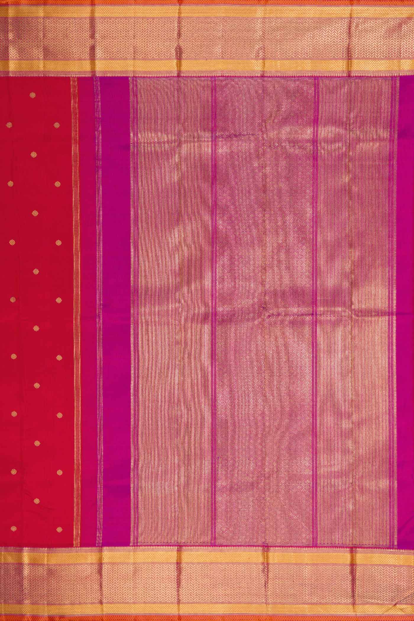 Pure Silk Pure Zari Red Dual Tone Kanchipuram Saree - Image 7