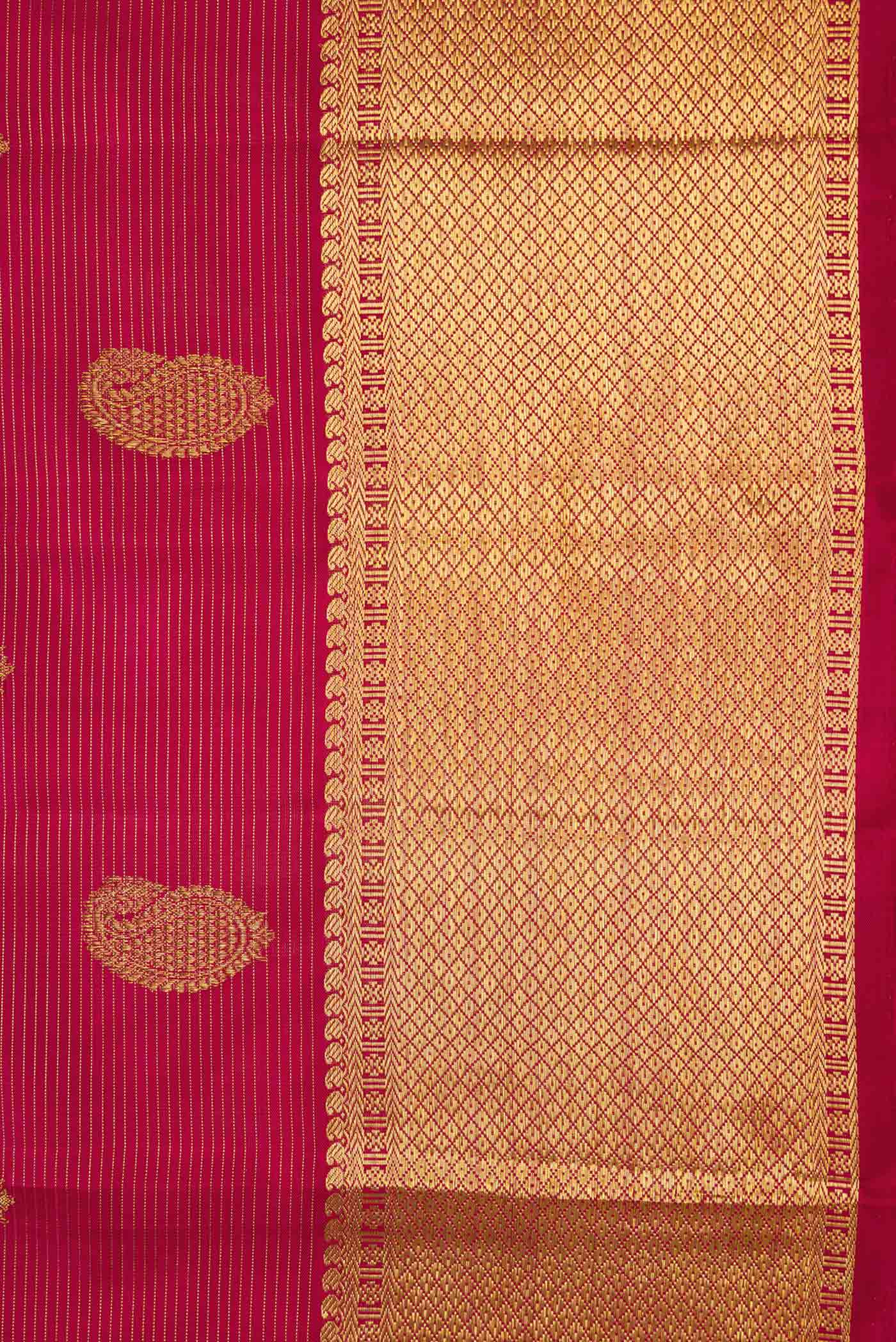 Pure Silk Pure Zari Red Dual Tone Kanjivaram Saree - Image 3