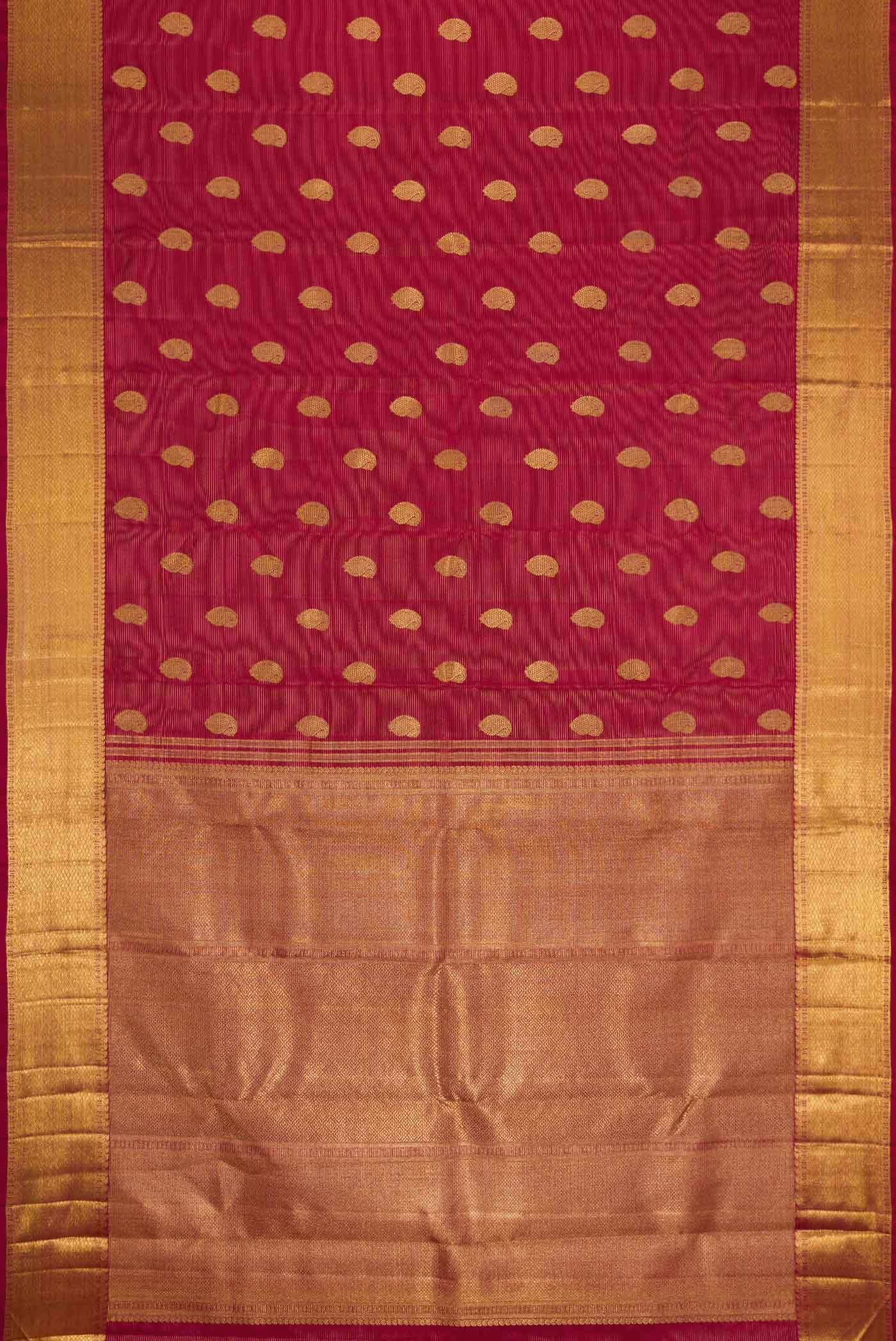 Pure Silk Pure Zari Red Dual Tone Kanjivaram Saree - Image 6