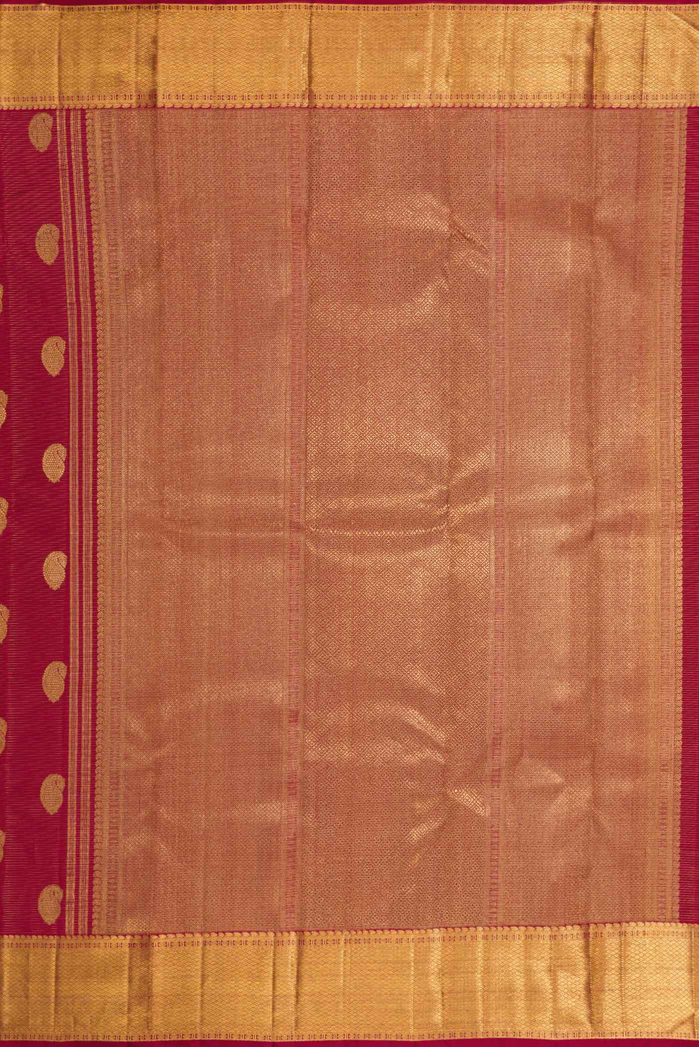 Pure Silk Pure Zari Red Dual Tone Kanjivaram Saree - Image 7