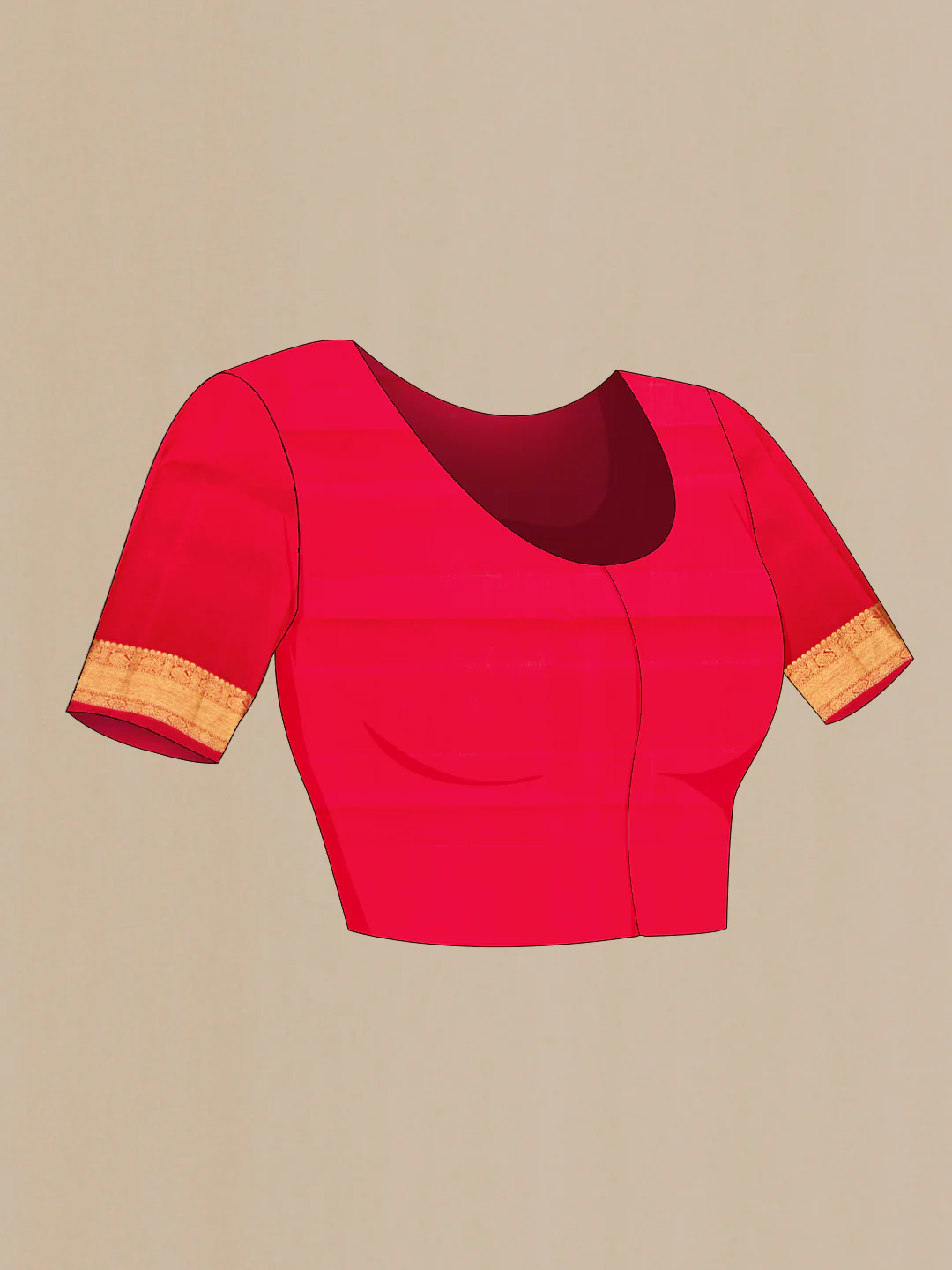 Pure Silk Pure Zari Red Kanchipuram Saree - Image 5