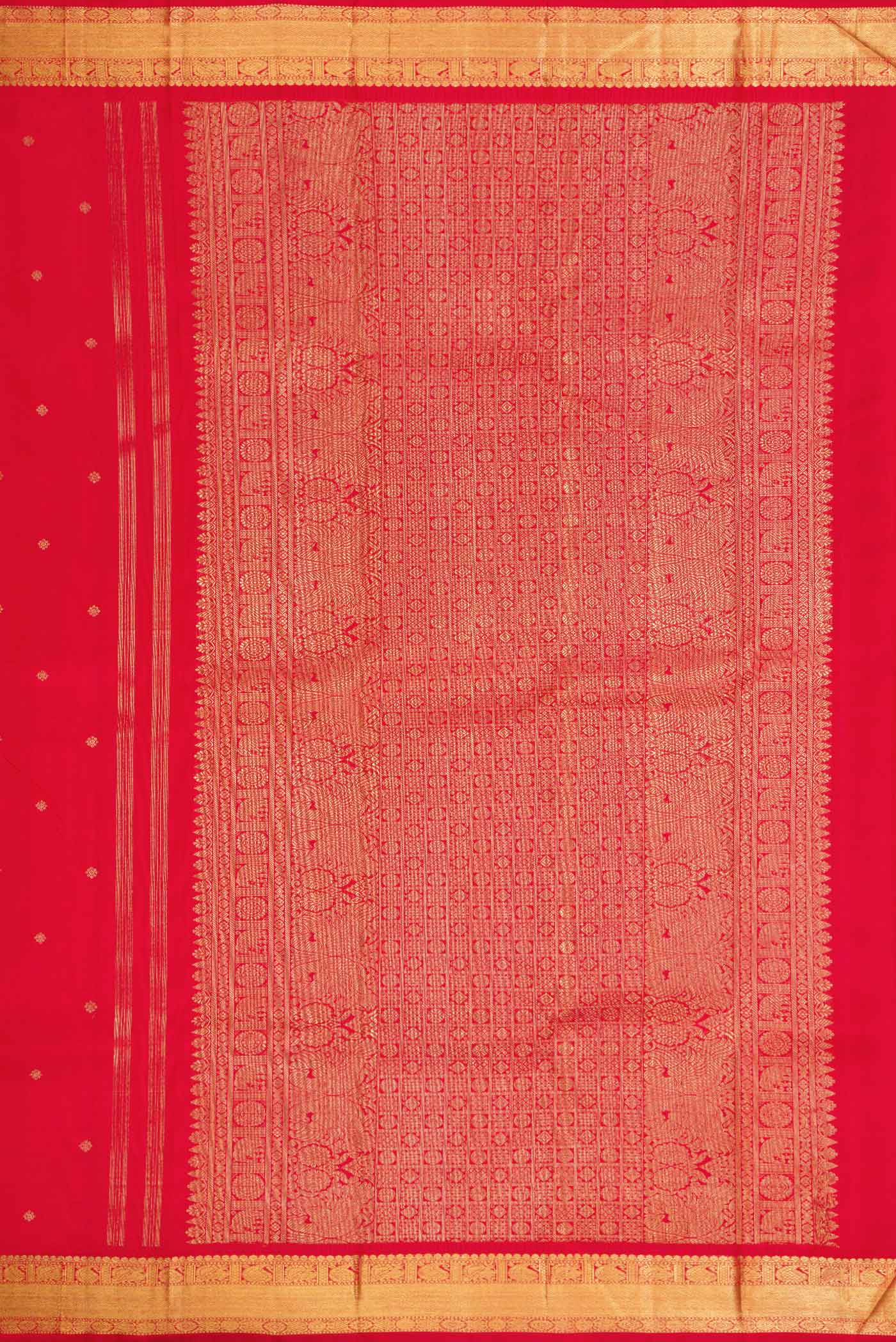 Pure Silk Pure Zari Red Kanchipuram Saree - Image 7
