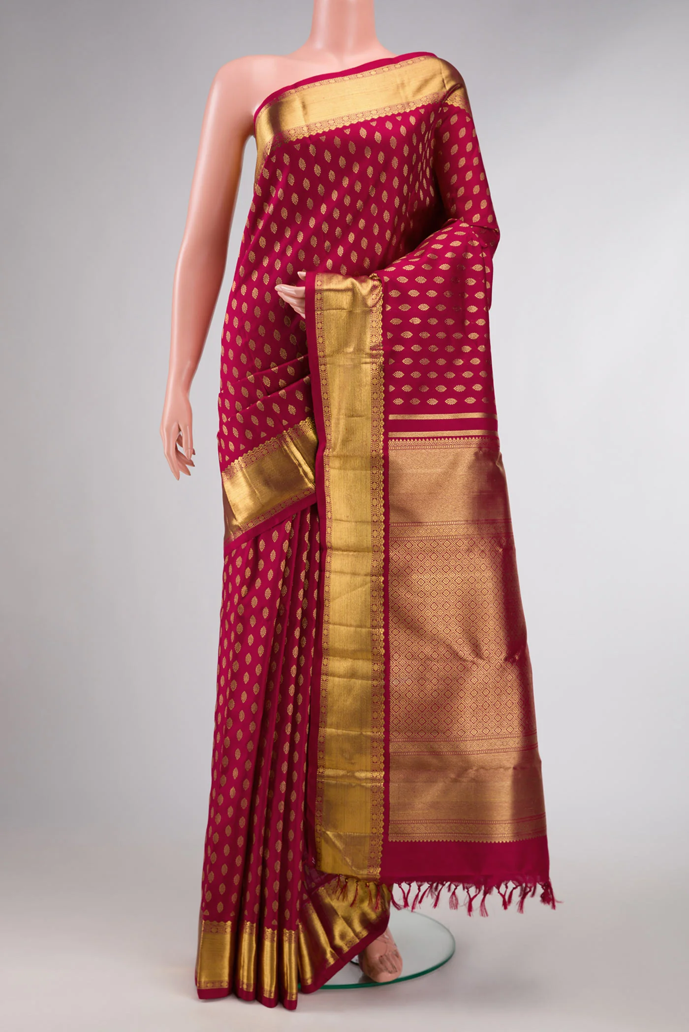 Pure Silk Pure Zari Red Dual Tone Kanjivaram Saree