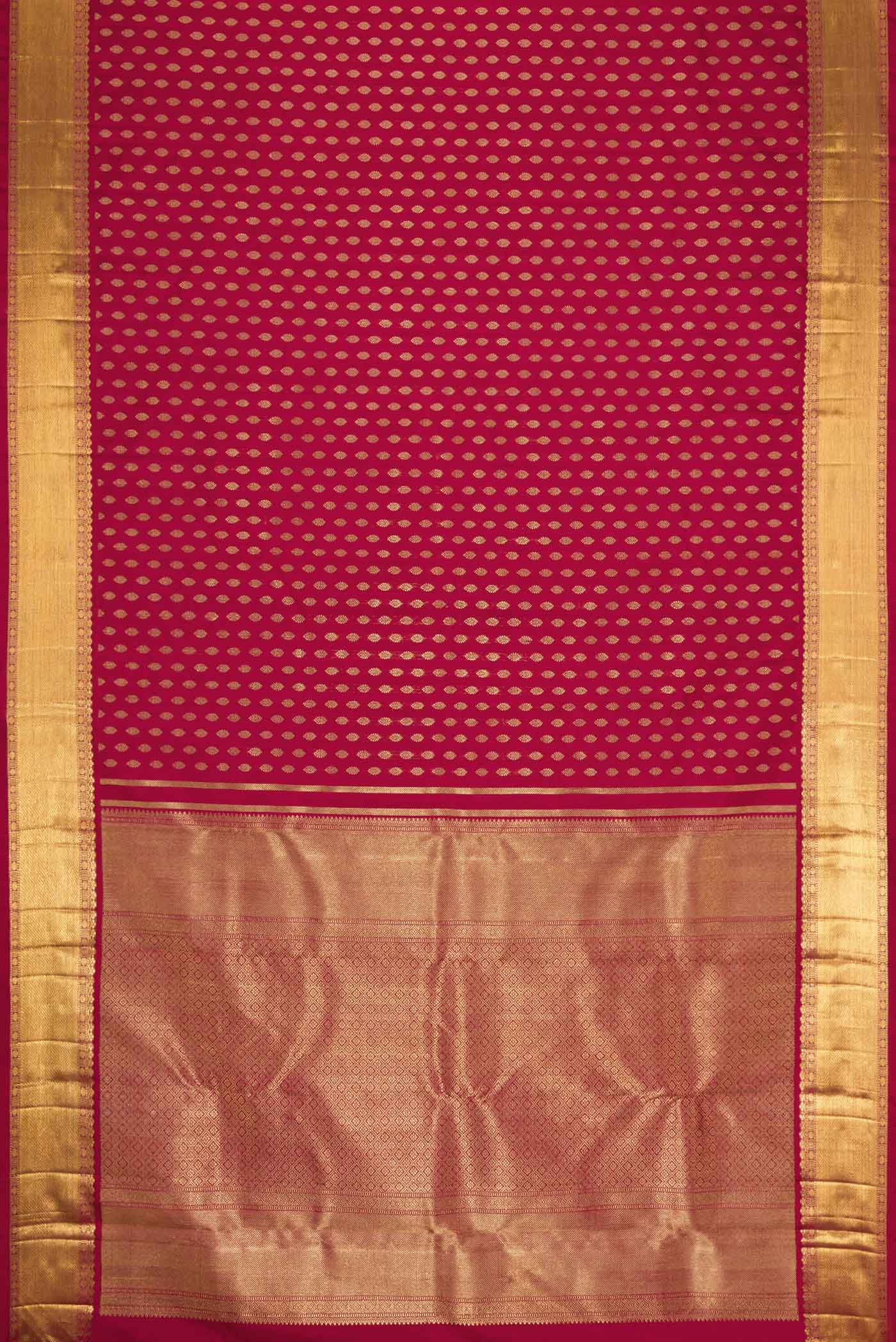 Pure Silk Pure Zari Red Dual Tone Kanjivaram Saree - Image 6