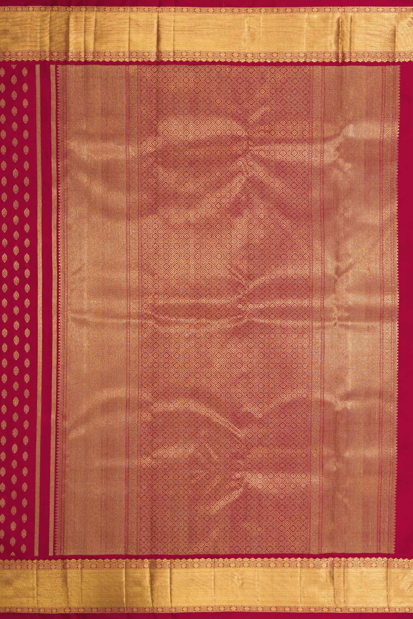 Pure Silk Pure Zari Red Dual Tone Kanjivaram Saree - Image 7