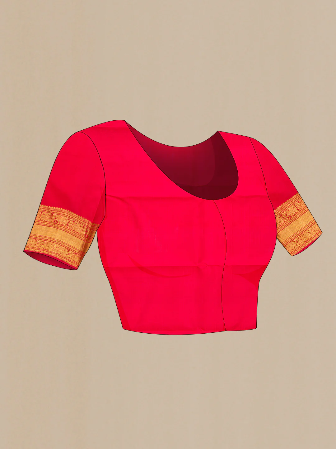 Pure Silk Pure Zari Red Dual Tone Kanjivaram Saree - Image 5