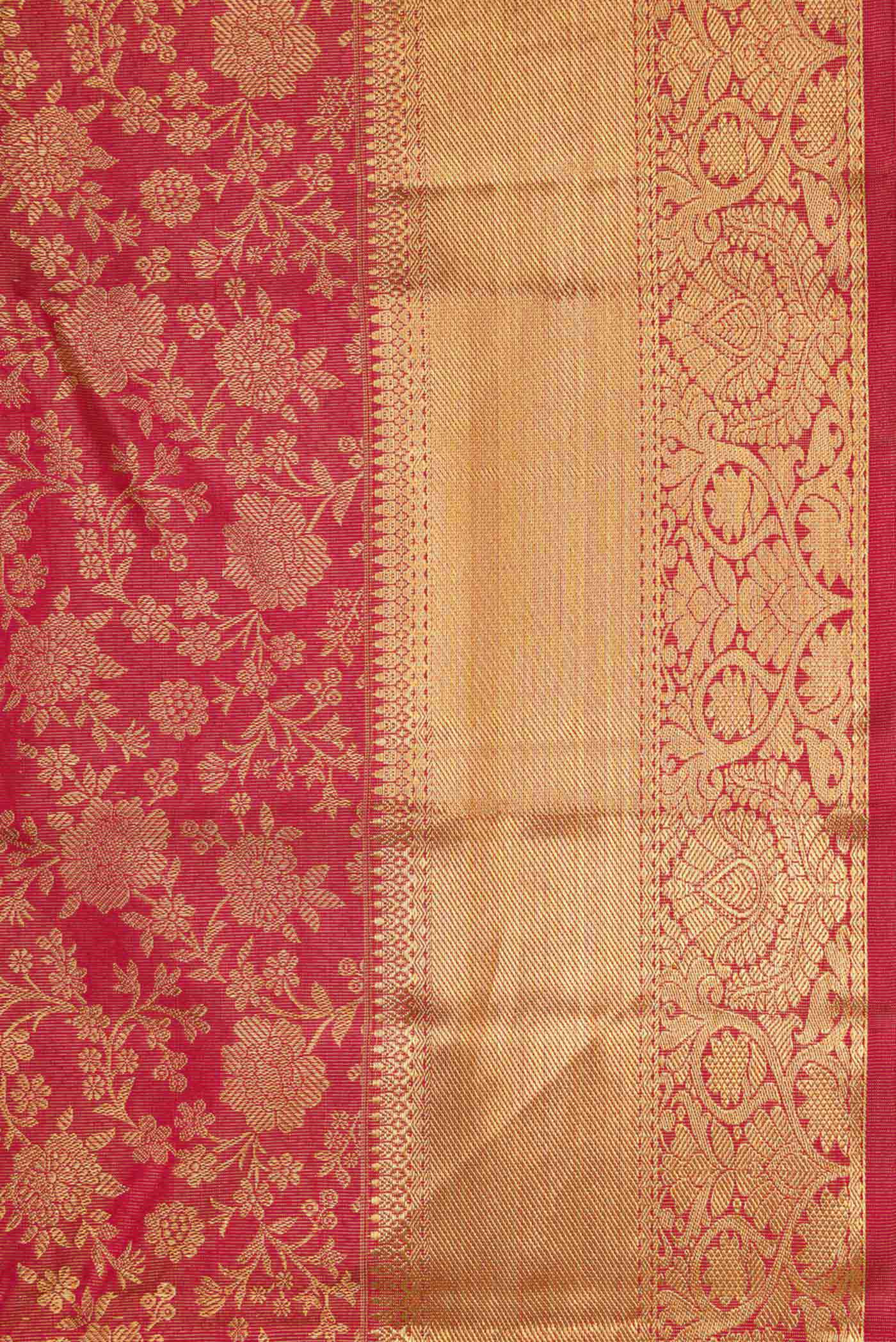 Pure Silk Pure Zari Red with Gold Color Kanjivaram Tissue Saree - Image 3
