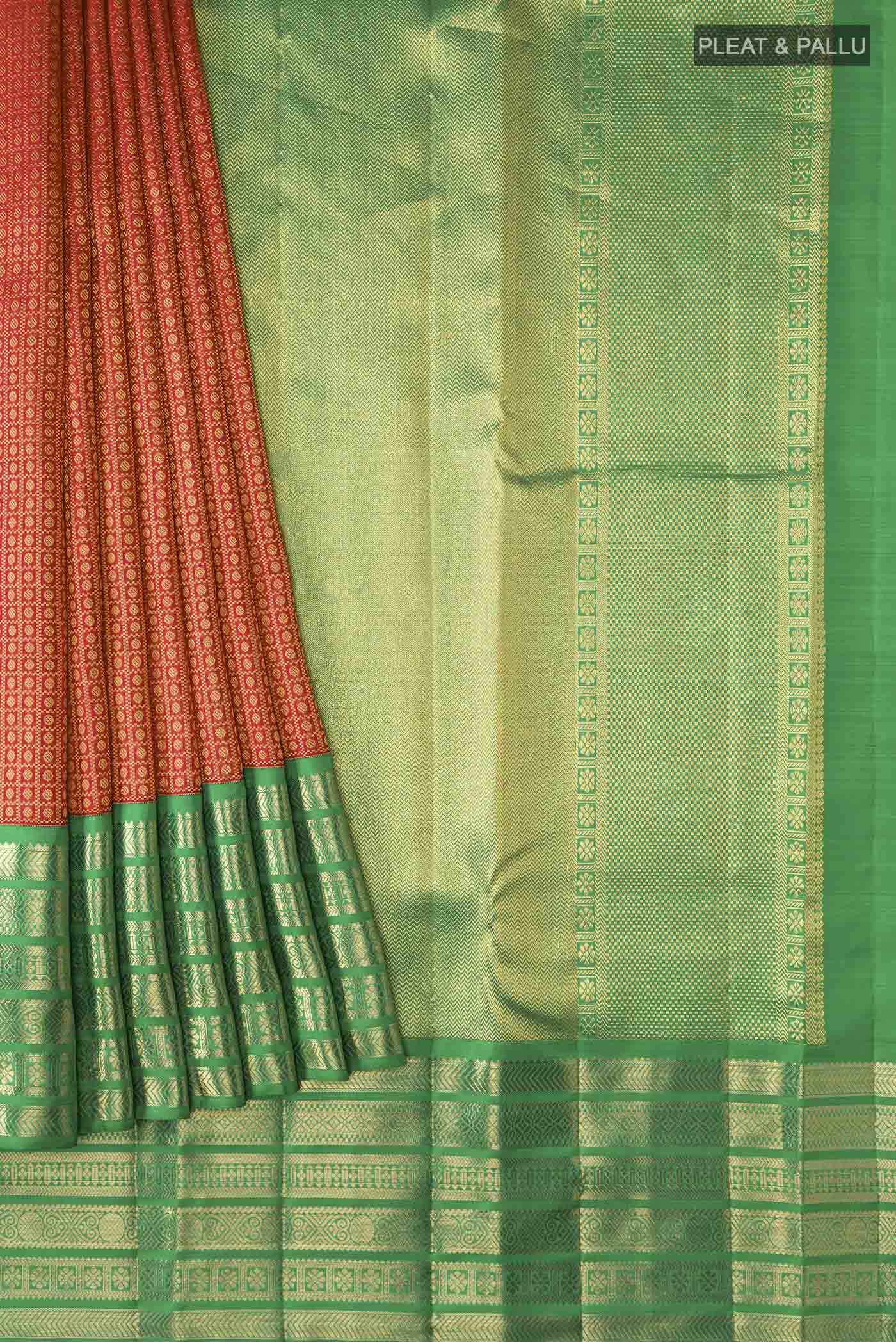Pure Silk Pure Zari Red Kanchipuram Saree - Image 4