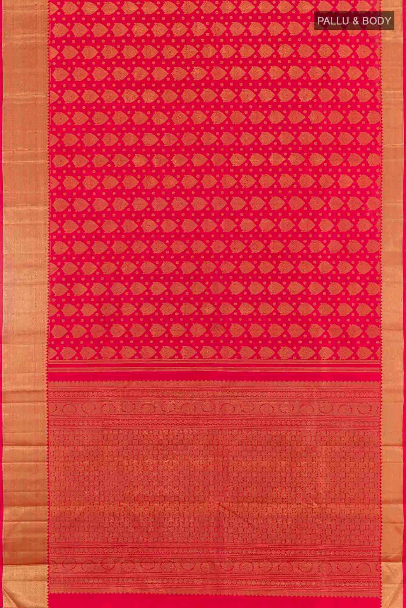 Pure Silk Pure Zari Red Kanjivaram Saree - Image 6