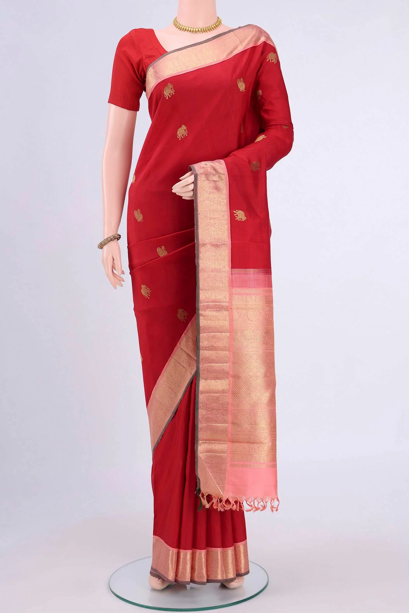 Pure Silk Pure Zari Red Kanchipuram Saree
