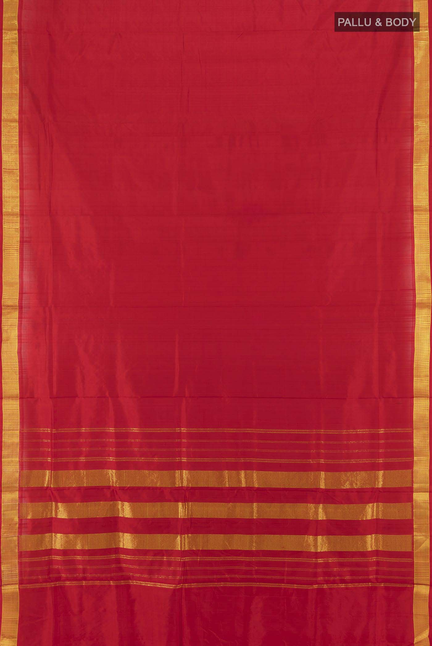 Red Kanjivaram Silk Nine Yards Saree - Image 4