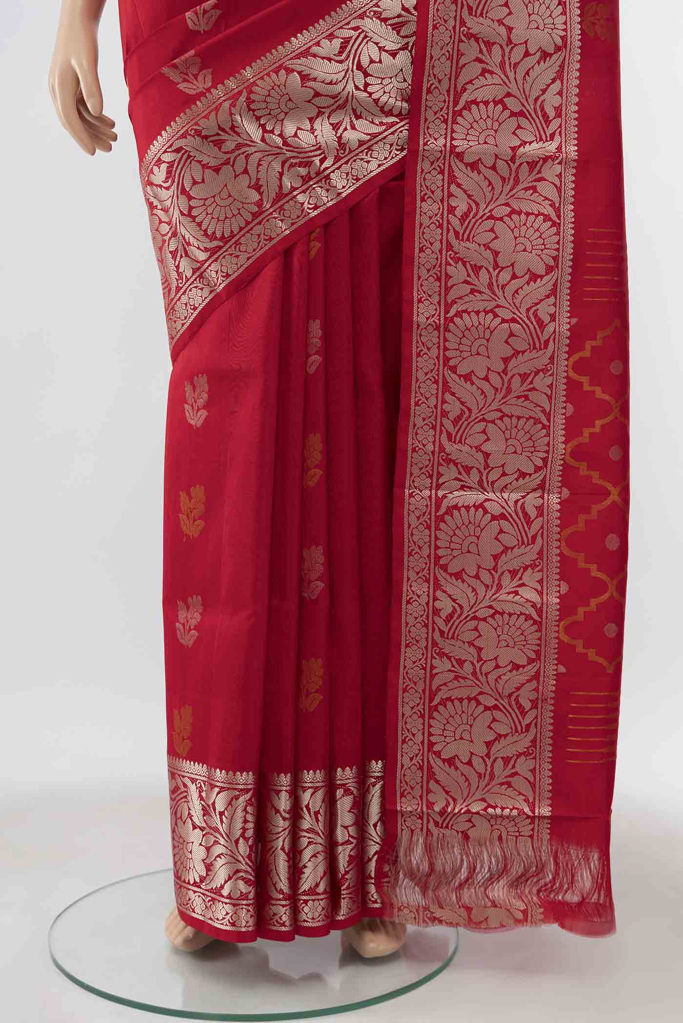 Pure Silk Pure Zari Red Uppada Saree - Image 3