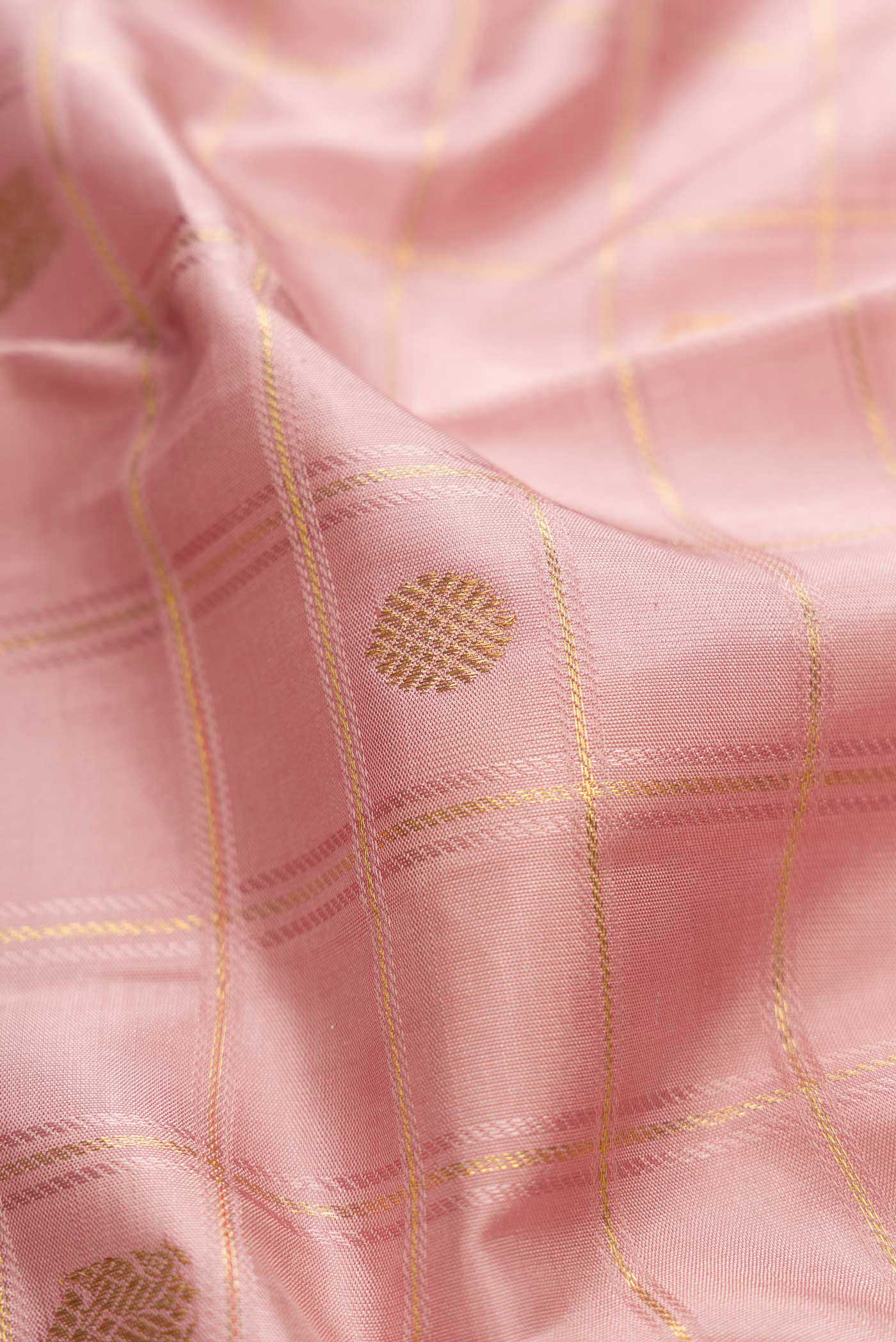 Pure Silk Pure Zari Rose Gold Dual Tone Kanjivaram Saree - Image 2