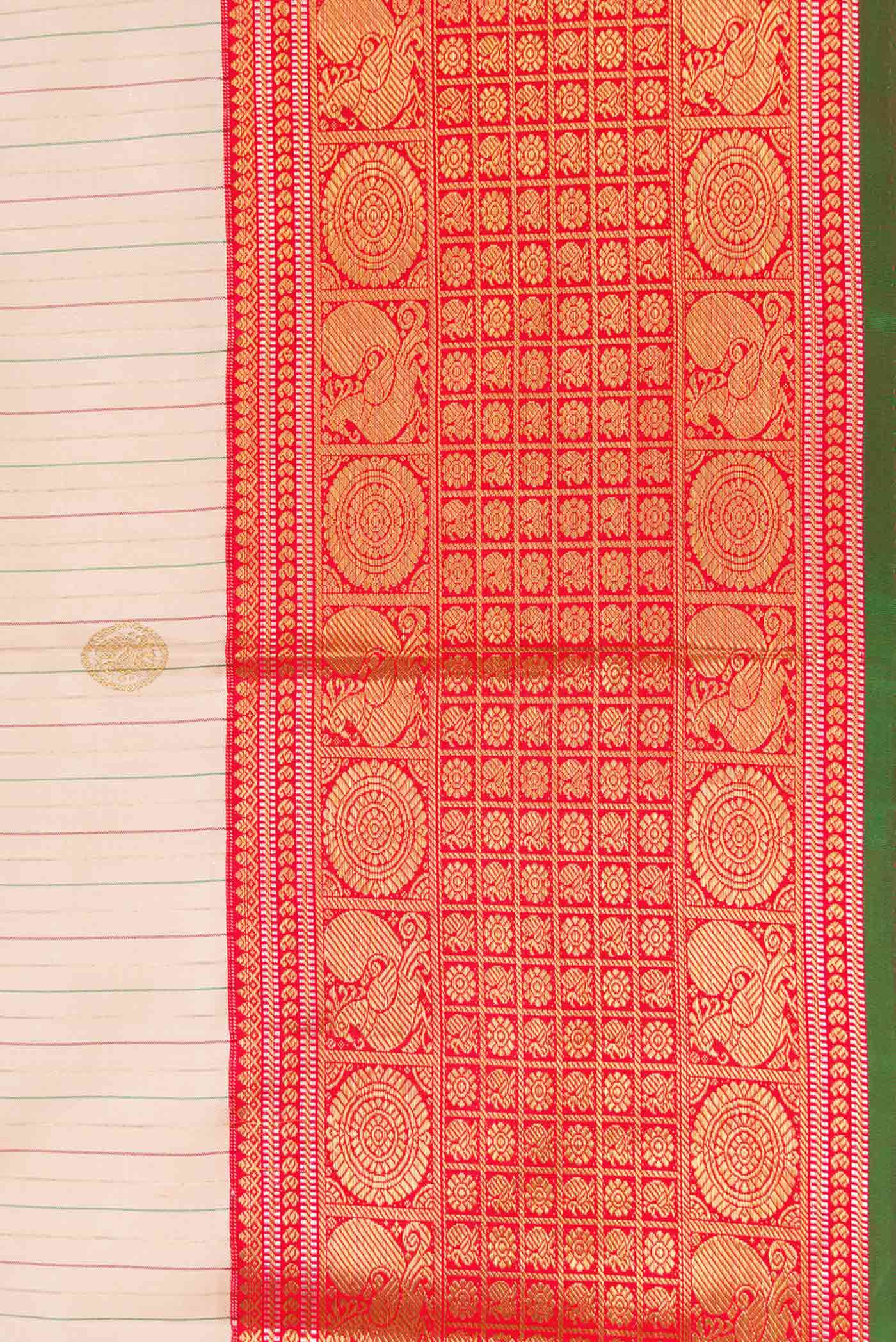 Pure Silk Pure Zari Rose Gold Dual Tone Kanchipuram Saree - Image 3