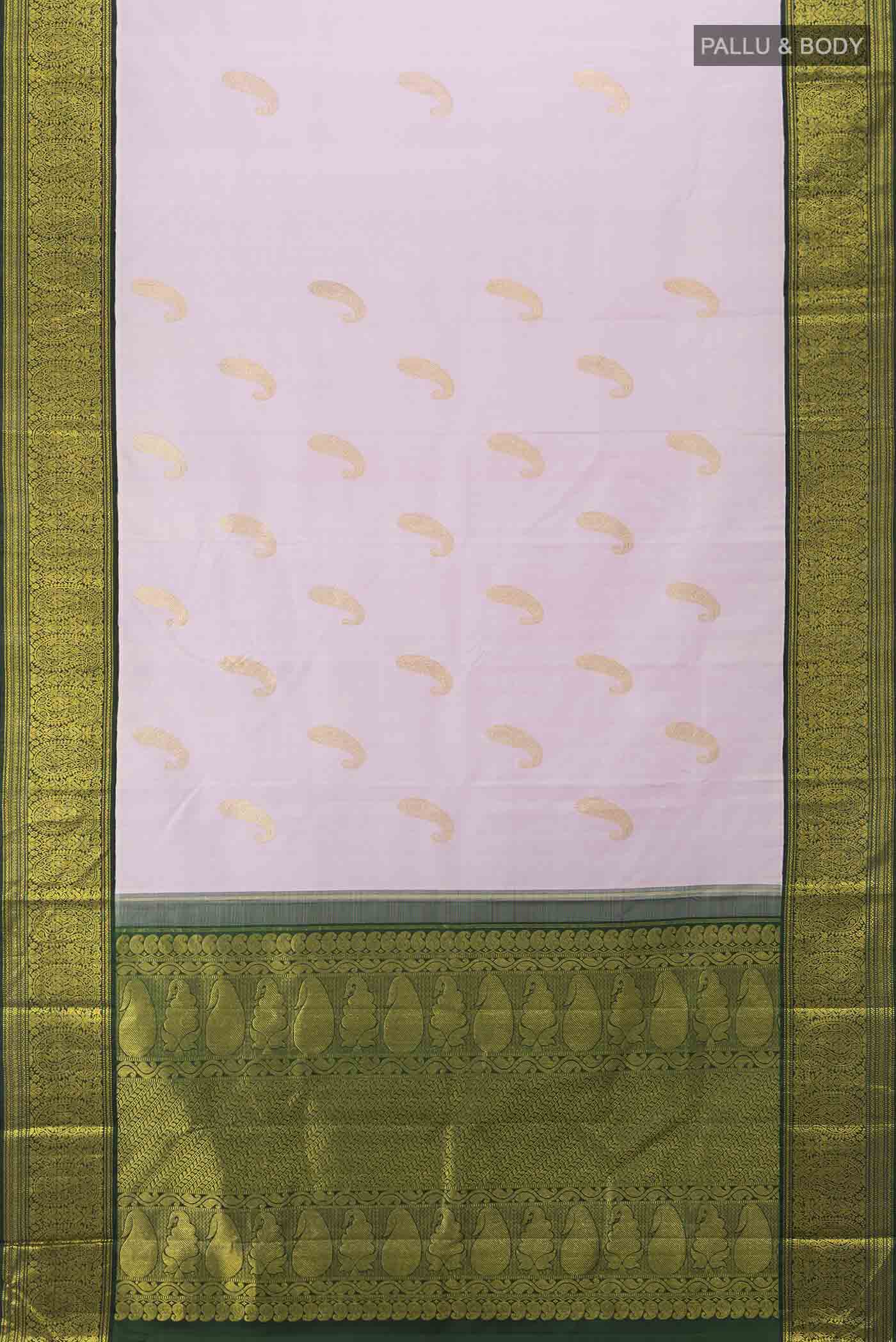 Pure Silk Pure Zari Rose pink Kanjivaram Saree - Image 5