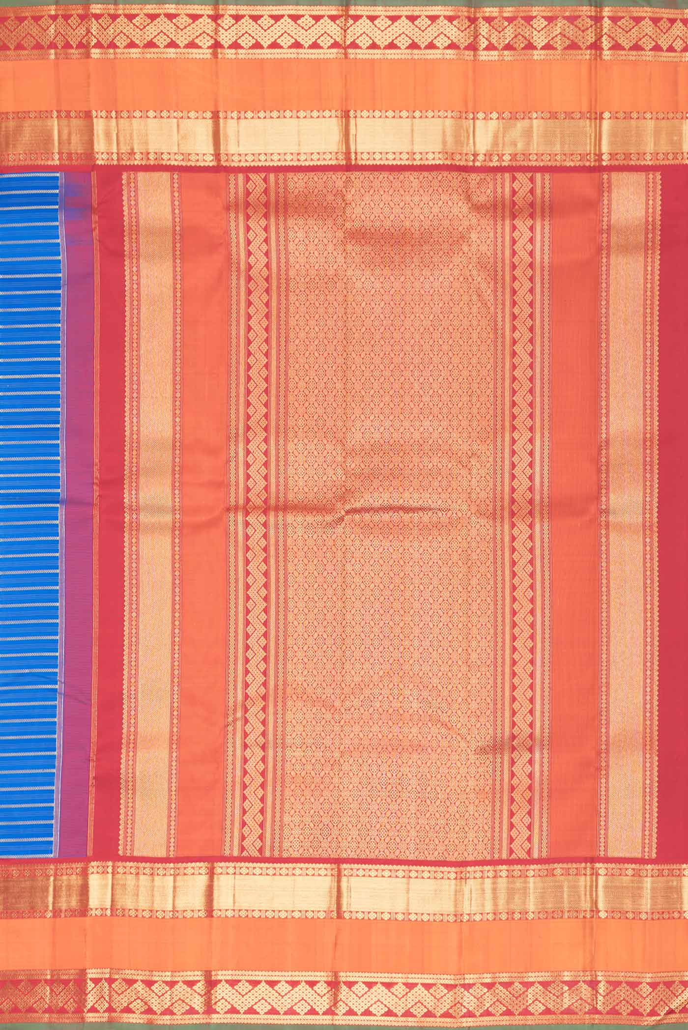 Pure Silk Pure Zari Royal Blue Dual Tone Kanjivaram Saree - Image 7