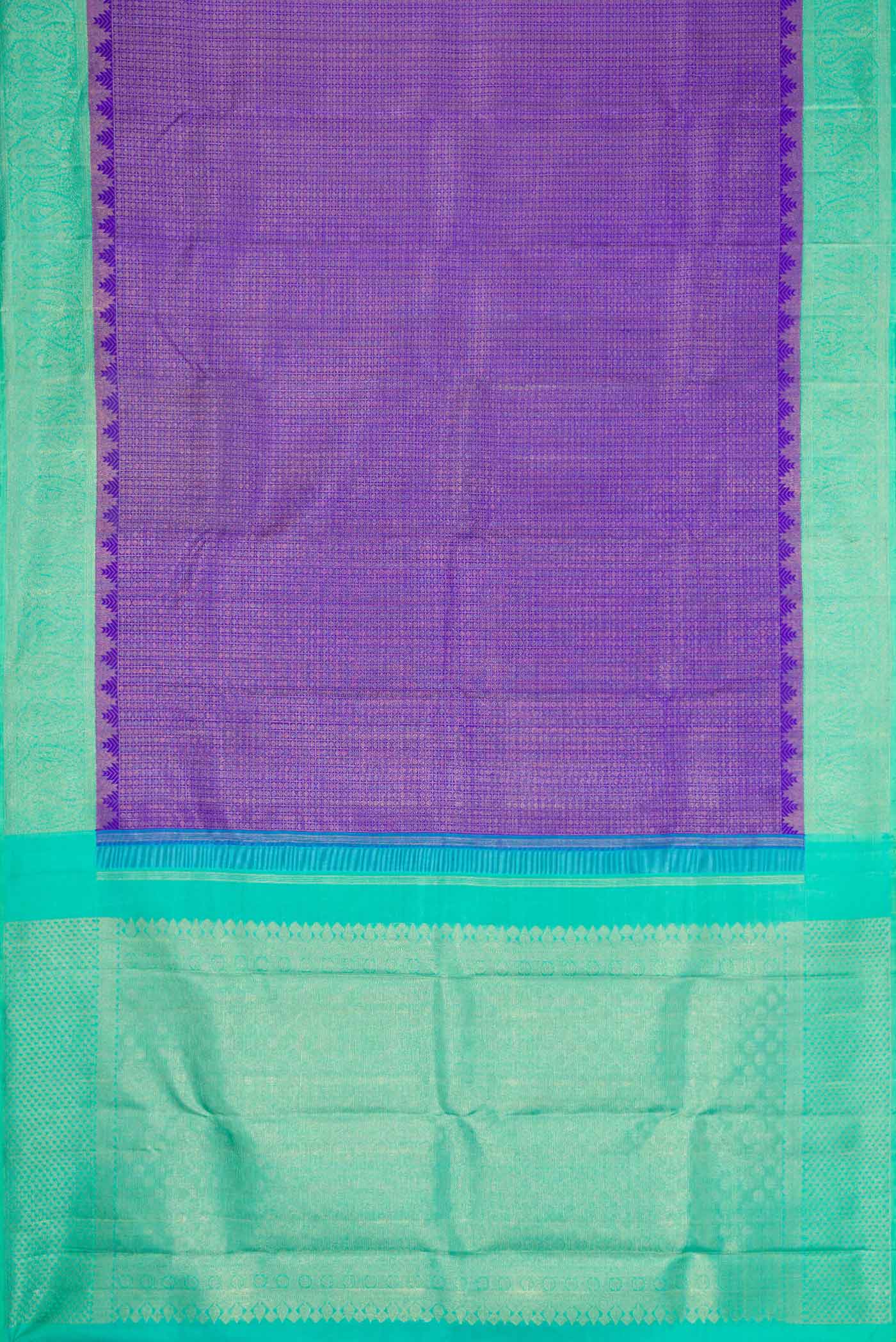 Pure Silk Pure Zari Royal Blue Dual Tone Kanjivaram Saree - Image 6