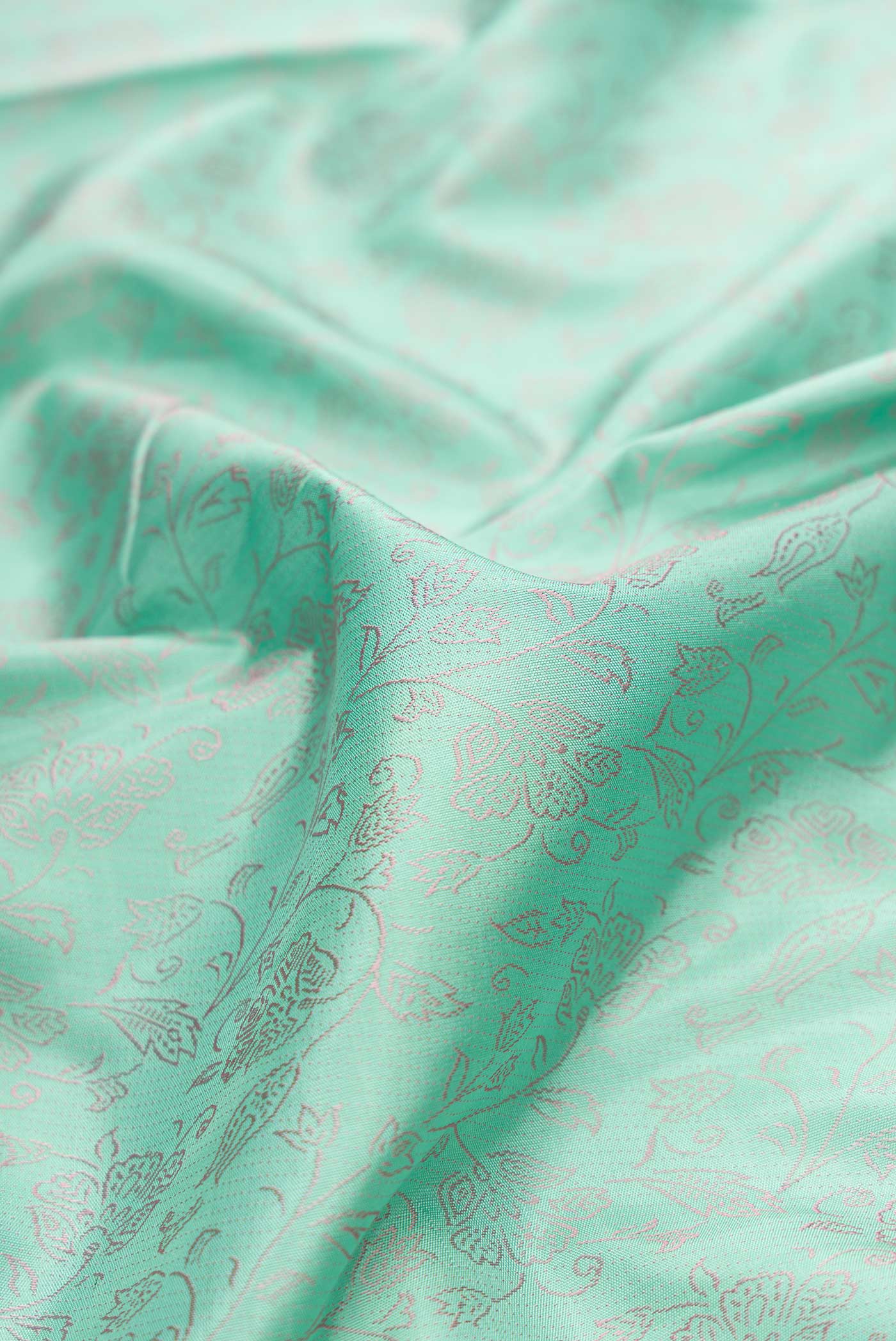Pure Silk Pure Zari Sea Green Dual Tone Kanchipuram Saree - Image 2