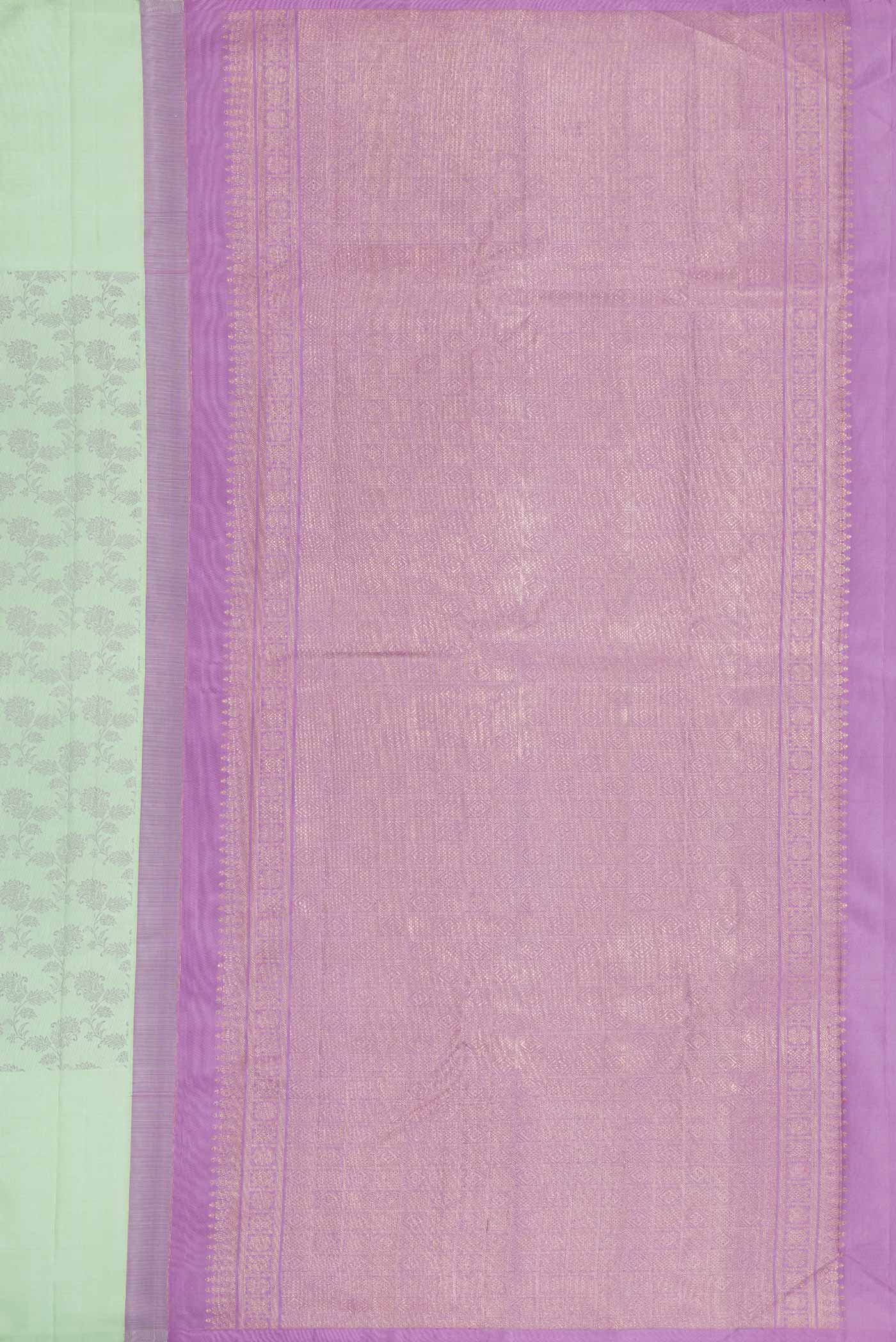 Pure Silk Pure Zari Sea Green Dual Tone Kanchipuram Saree - Image 7