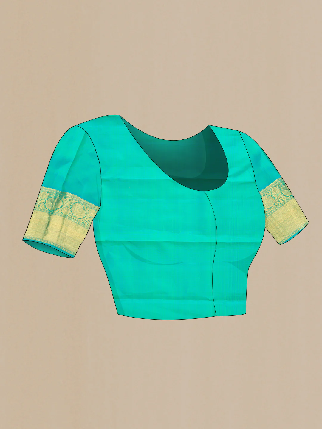 Pure Silk Pure Zari Sea Green Dual Tone Kanjivaram Saree - Image 5