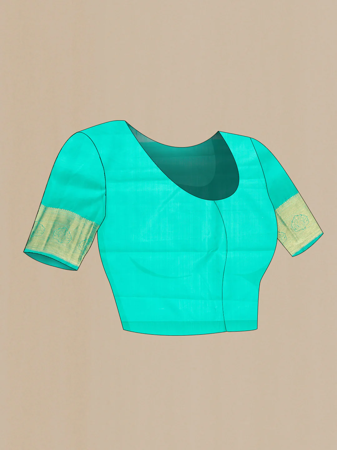 Pure Silk Pure Zari Sea Green Dual Tone Kanjivaram Saree - Image 5